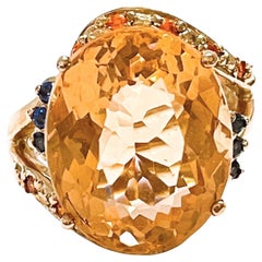 New Nigerian Peach Orange 12.76ct Morganite Rgold Plated Sterling Ring