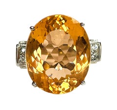 New Nigerian Peach Orange 13.3 Ct Morganite & White Sapp Sterling Ring