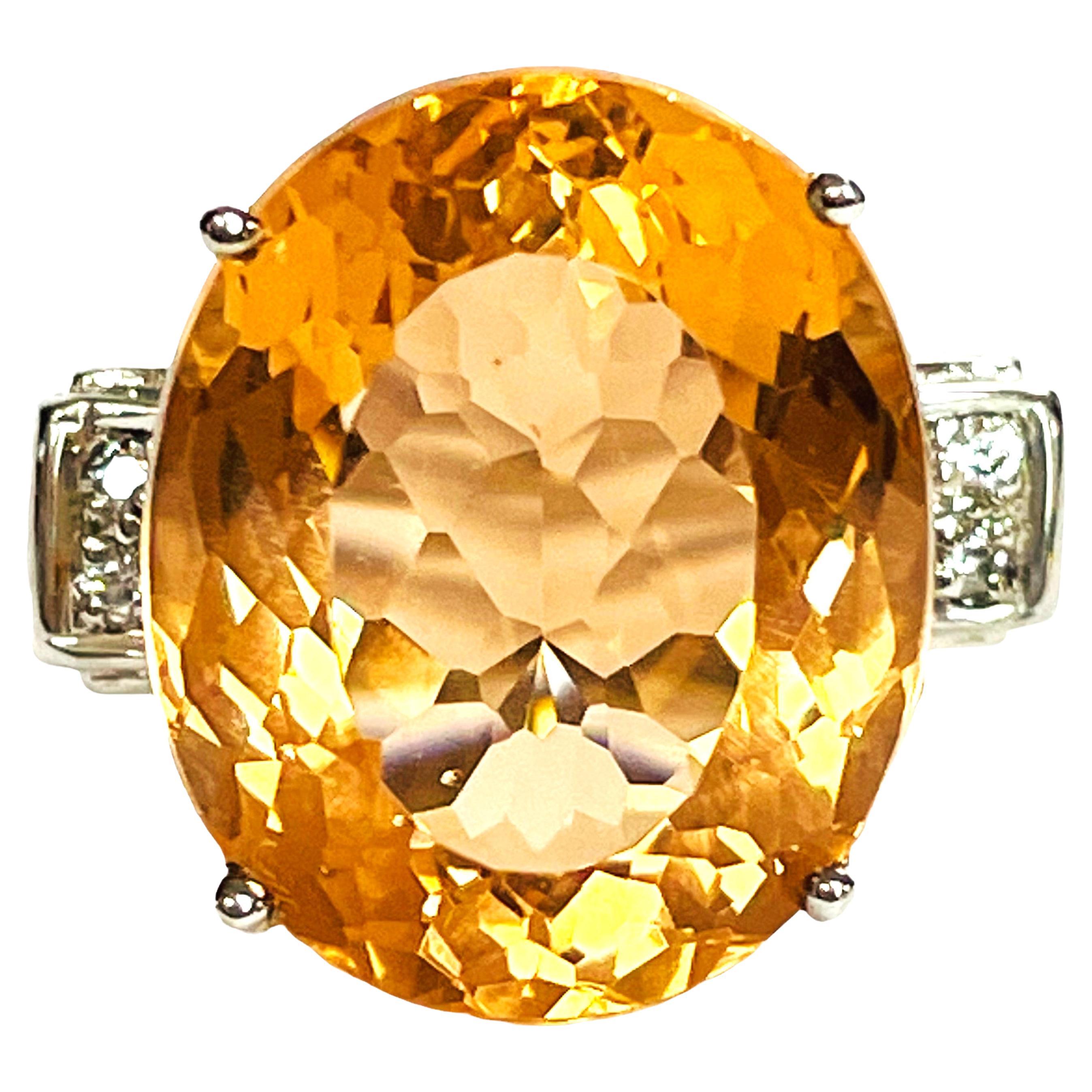 New Nigerian Peach Orange 13.3 Ct Morganite 
White Sapp Sterling Ring