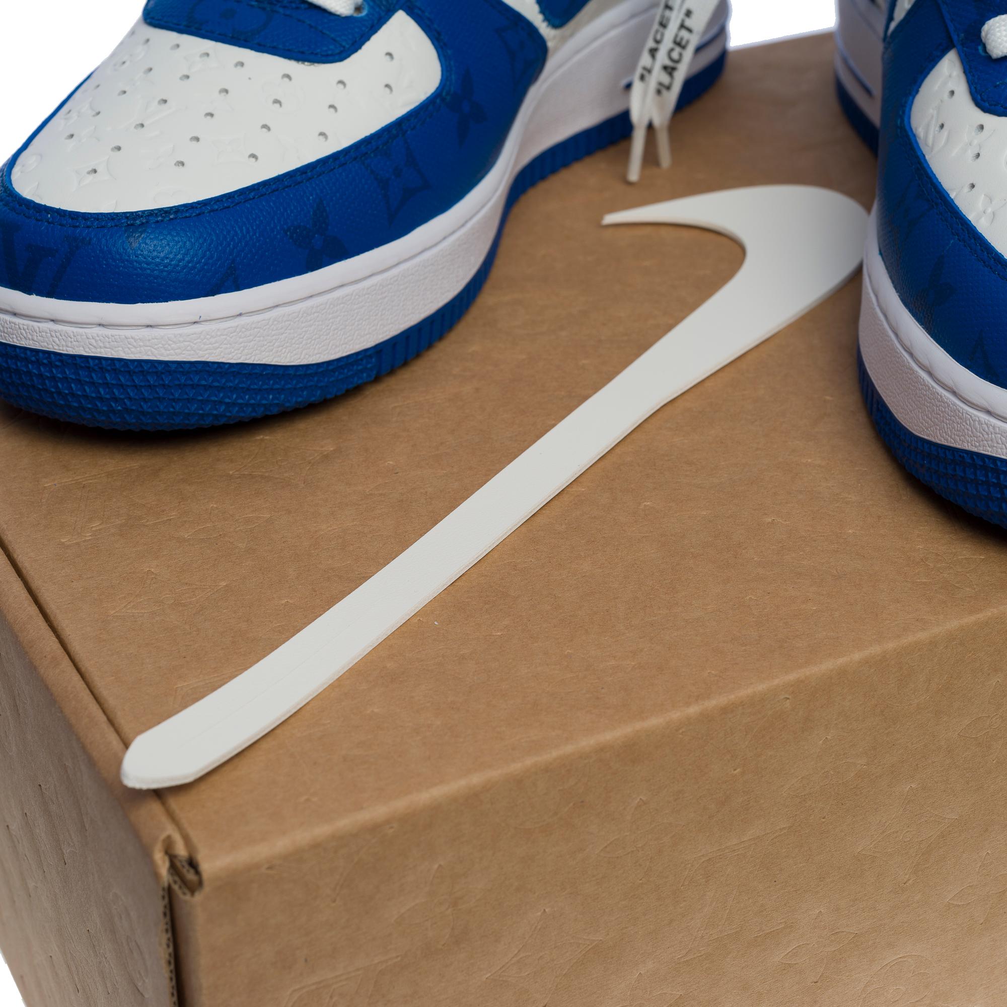 Baskets neuves « Air Force 1 » de Nike x Louis Vuitton par V. Abloh en blanc et bleu en vente 3
