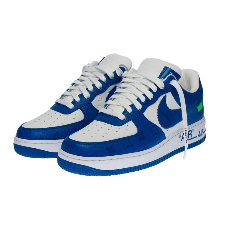 New Nike x Louis Vuitton Air Force 1 Sneakers by V. Abloh in White and Blue