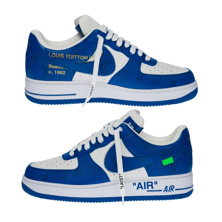 New Nike x Louis Vuitton Air Force 1 Sneakers by V. Abloh in white and  blue For Sale at 1stDibs