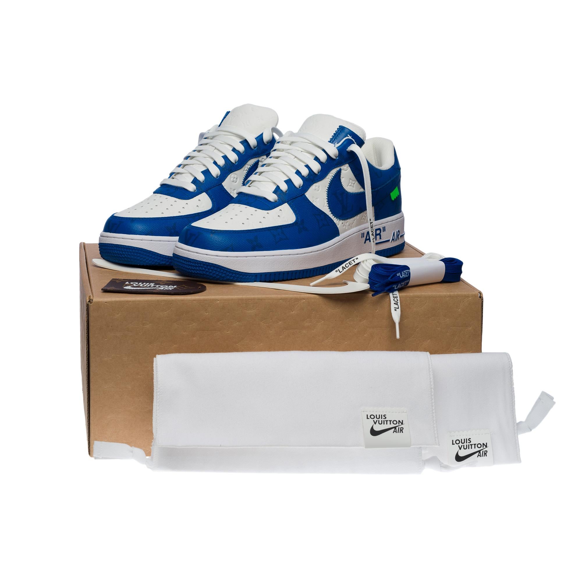 Baskets neuves « Air Force 1 » de Nike x Louis Vuitton par V. Abloh en blanc et bleu en vente 1