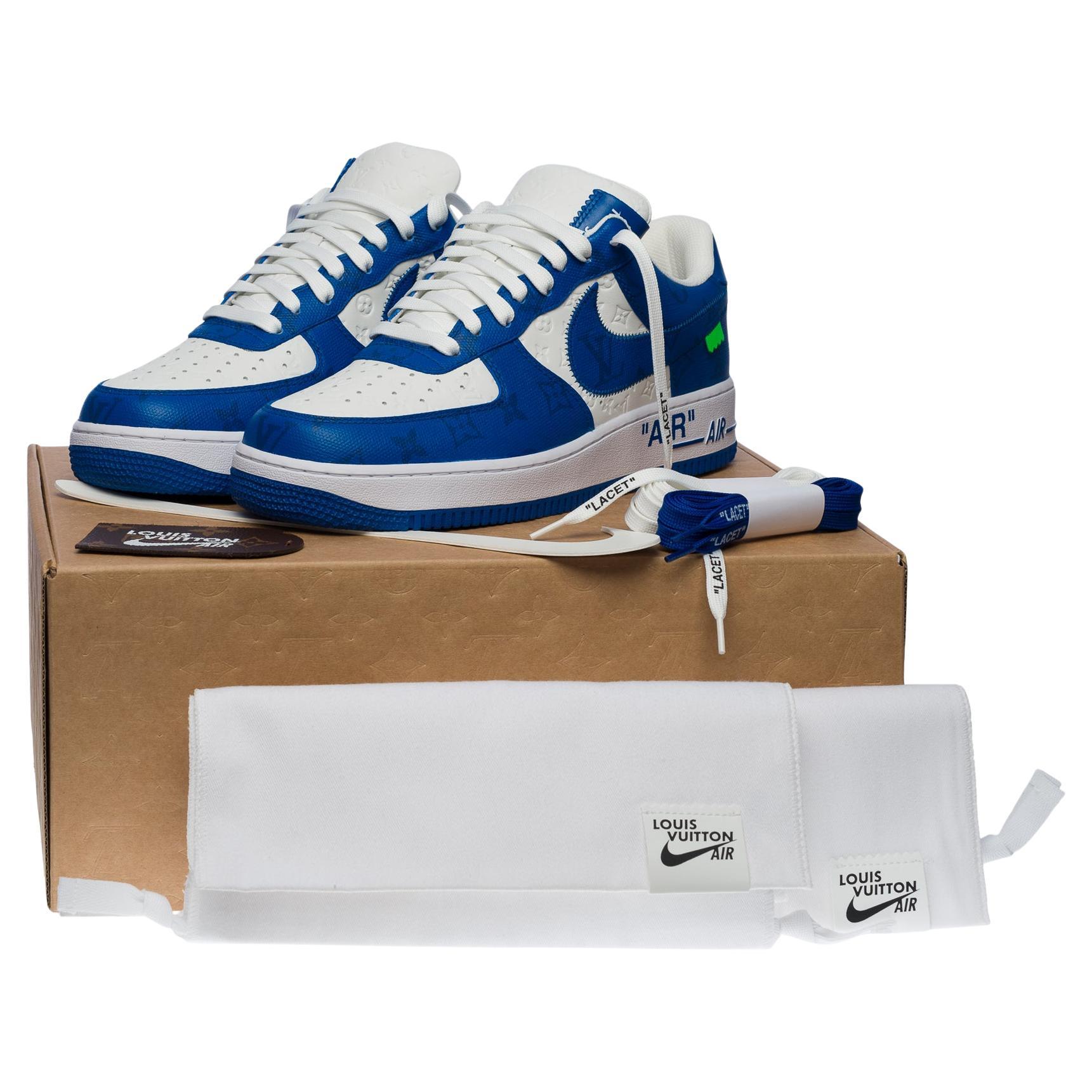 Baskets neuves « Air Force 1 » de Nike x Louis Vuitton par V. Abloh en blanc et bleu