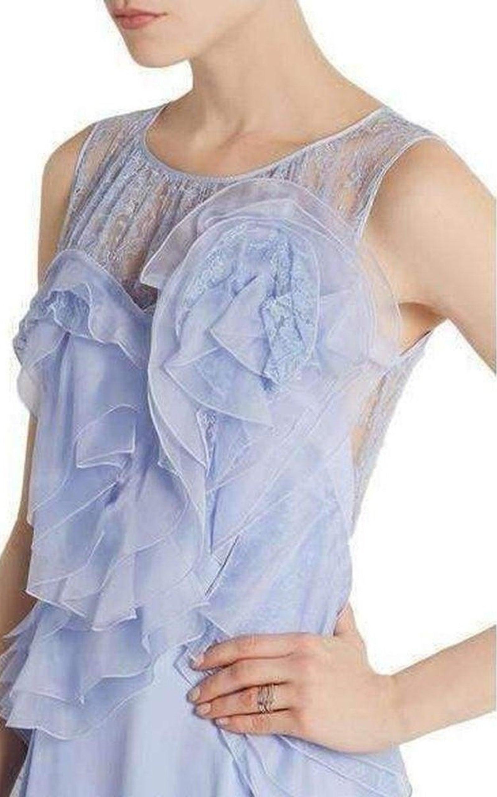 Women's NEW Nina Ricci Ruffle Silk Crêpe Gown FR 36 (US 4) For Sale