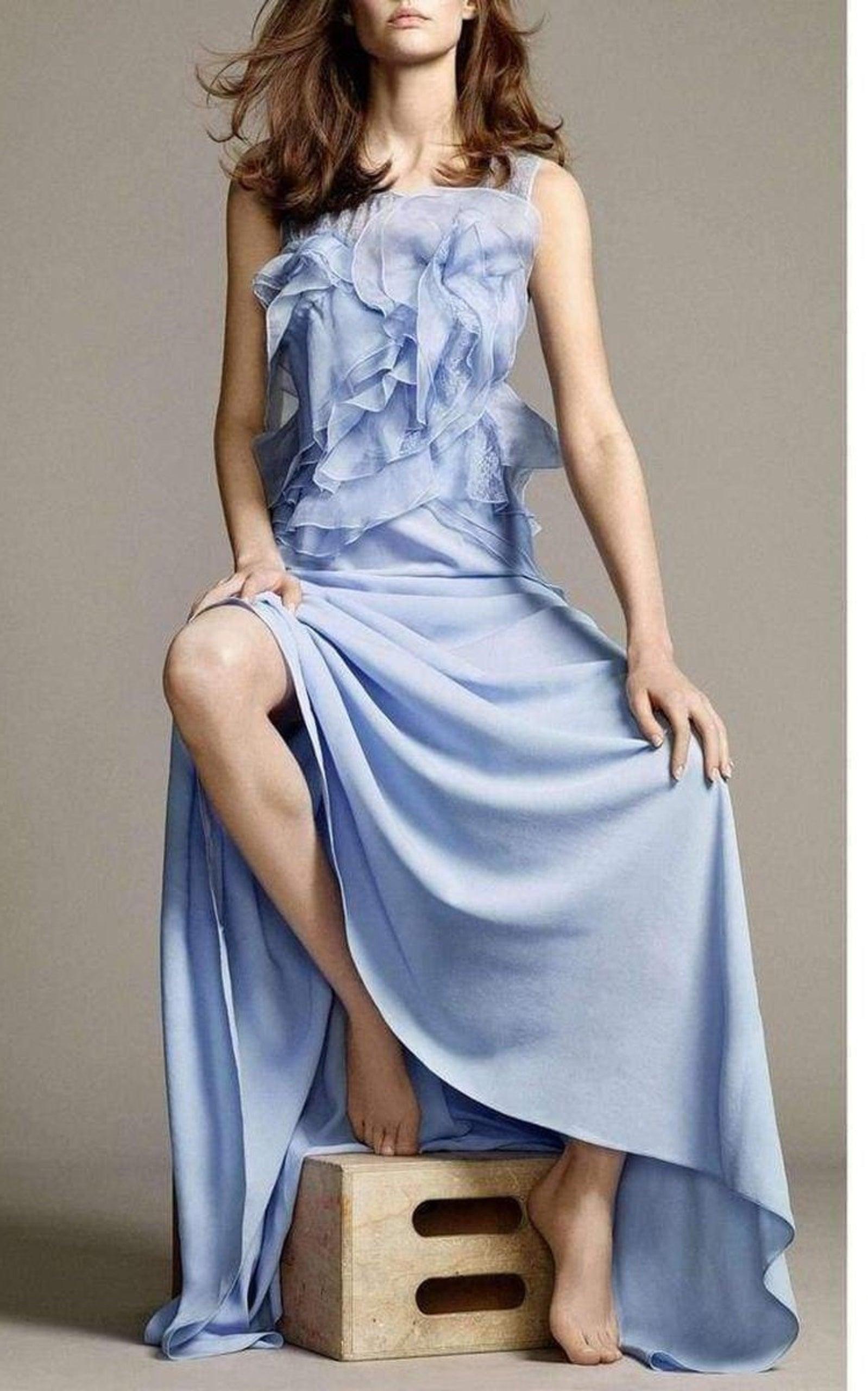 NEW Nina Ricci Ruffle Silk Crêpe Gown FR 36 (US 4) For Sale 2