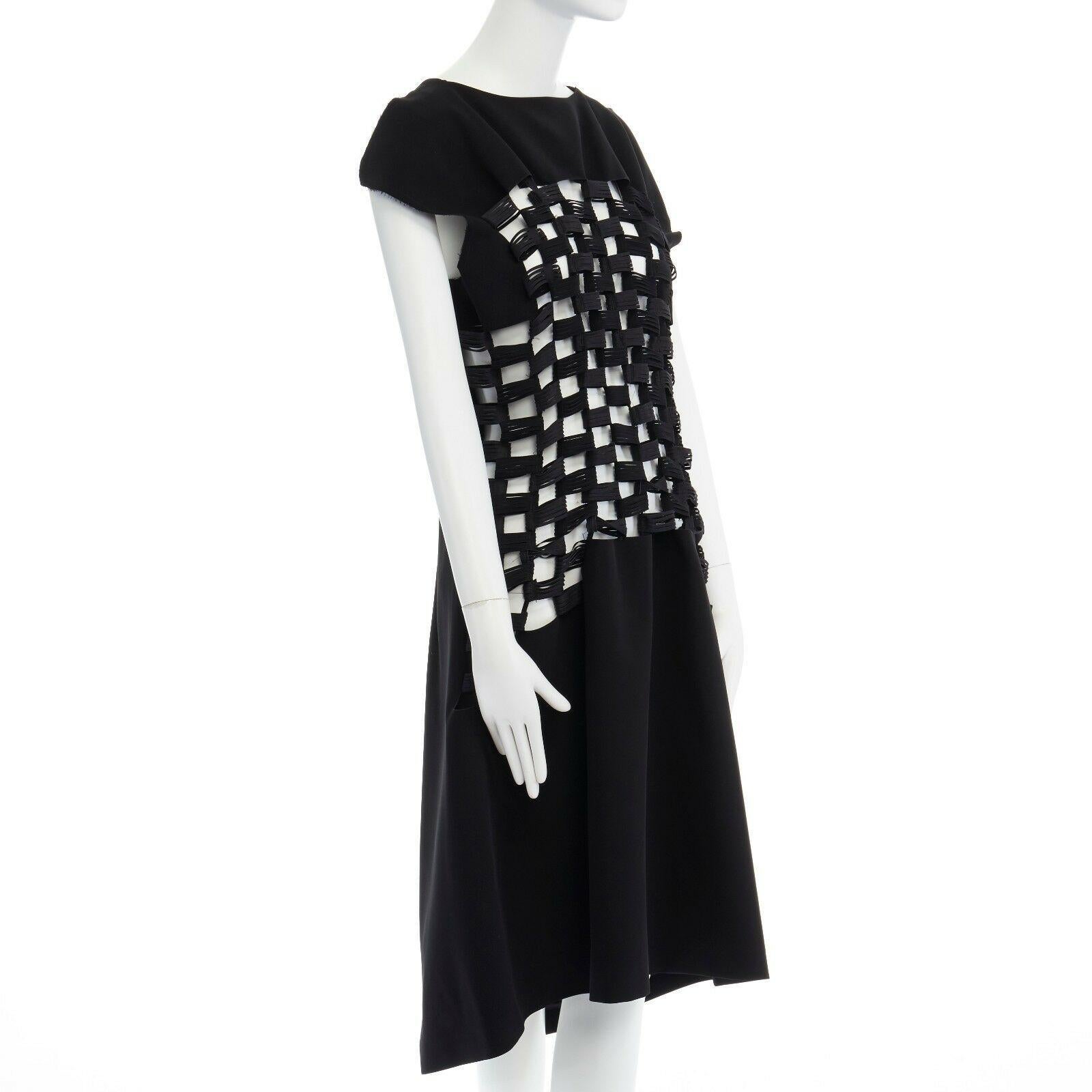 Black new NOIR KEI NINOMIYA Comme Des Garcons black loop detail open front dress M