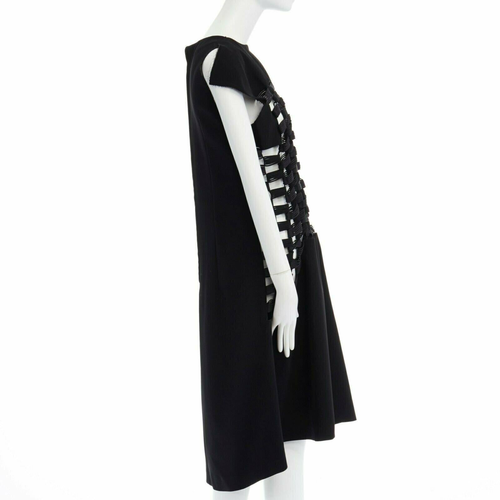 Women's new NOIR KEI NINOMIYA Comme Des Garcons black loop detail open front dress M