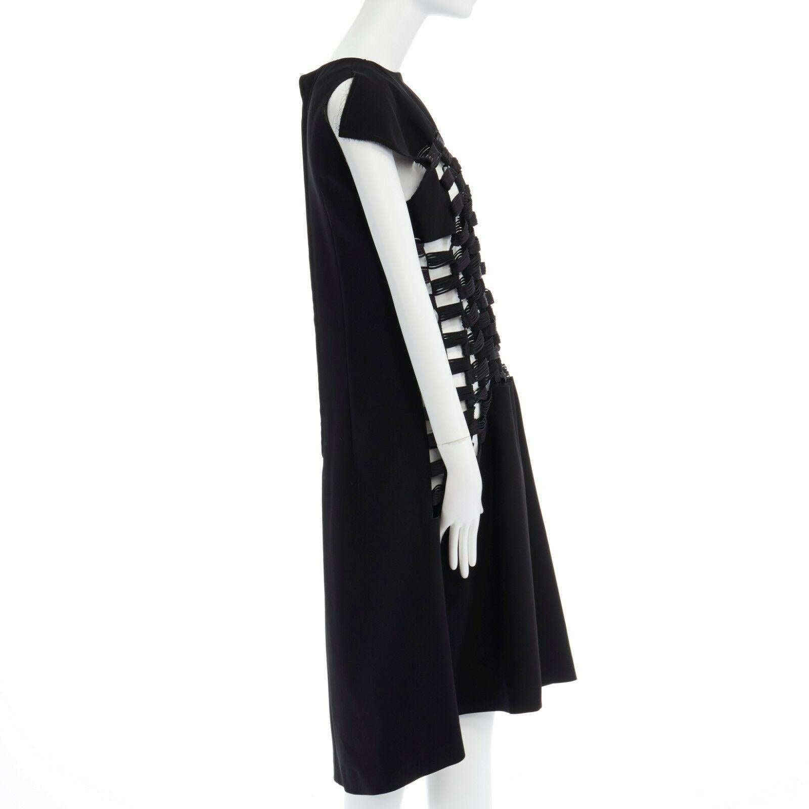 new NOIR KEI NINOMIYA Comme Des Garcons black loop detail open front dress M In Good Condition In Hong Kong, NT