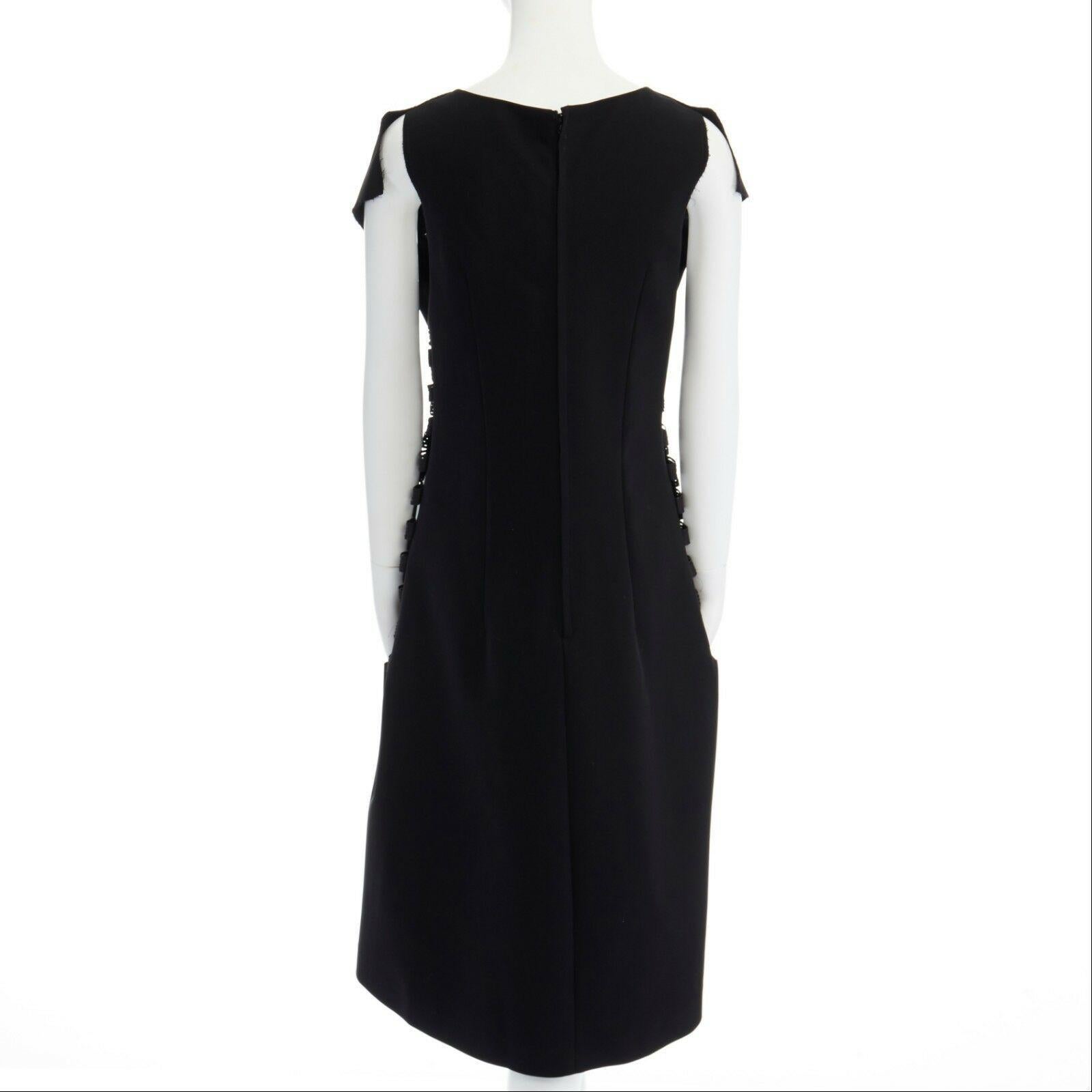 Women's new NOIR KEI NINOMIYA Comme Des Garcons black loop detail open front dress M