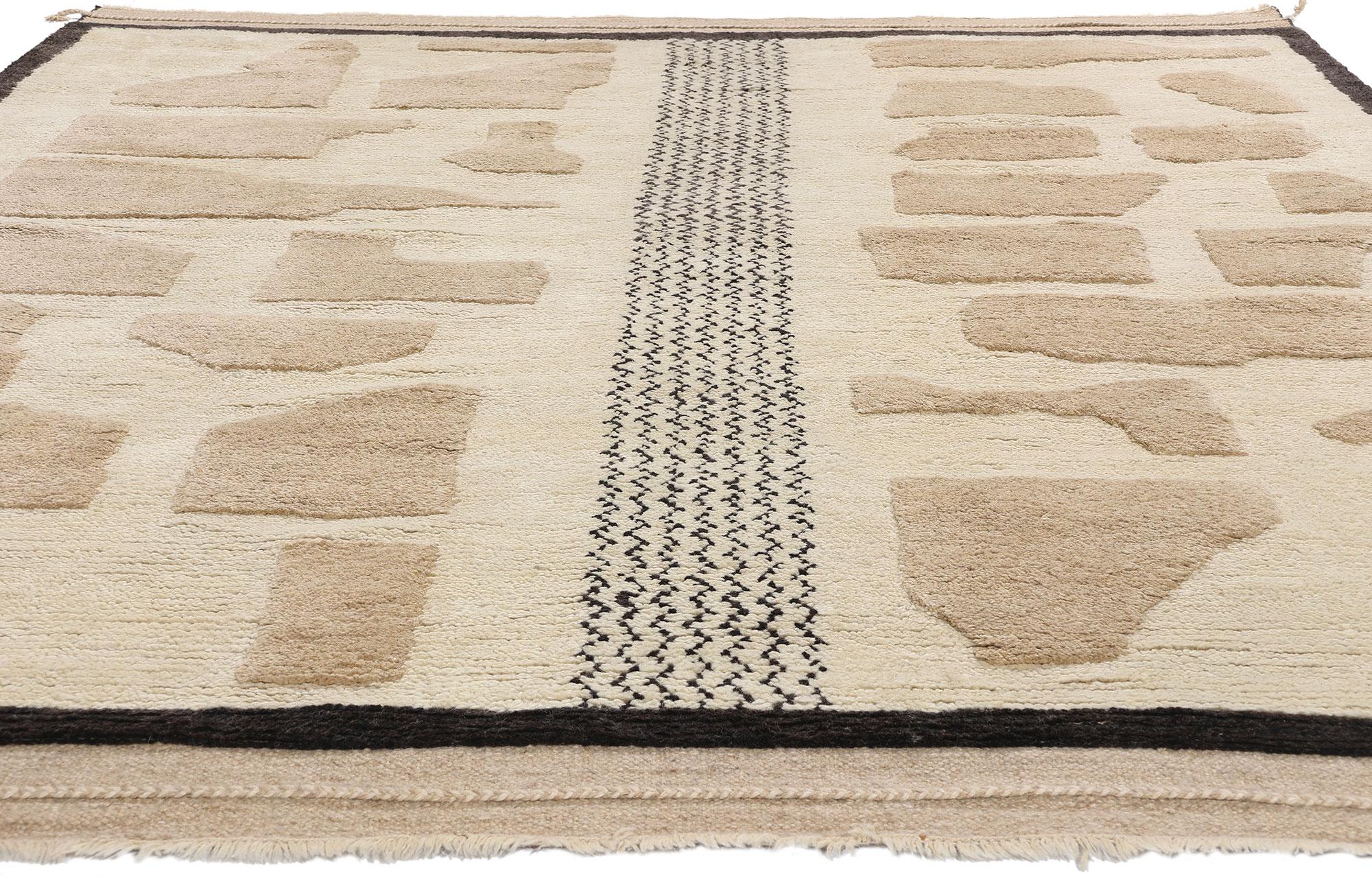 Organic Modern New Nomadic Stones Contemporary Moroccan High-Low Textured Carpet, 08'04 x 10'00 For Sale