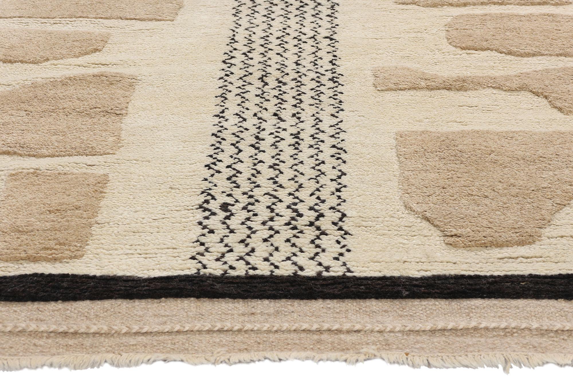 Indian New Nomadic Stones Contemporary Moroccan High-Low Textured Carpet, 08'04 x 10'00 For Sale