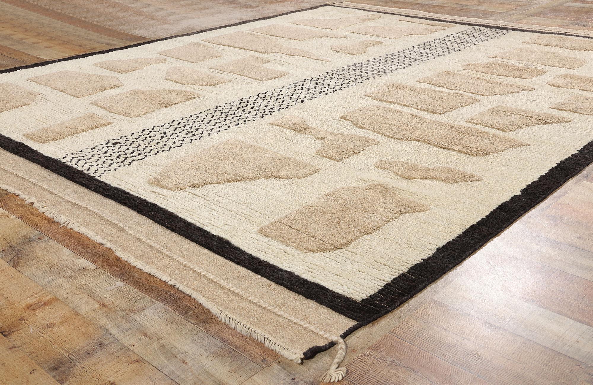Wool New Nomadic Stones Contemporary Moroccan High-Low Textured Carpet, 08'04 x 10'00 For Sale