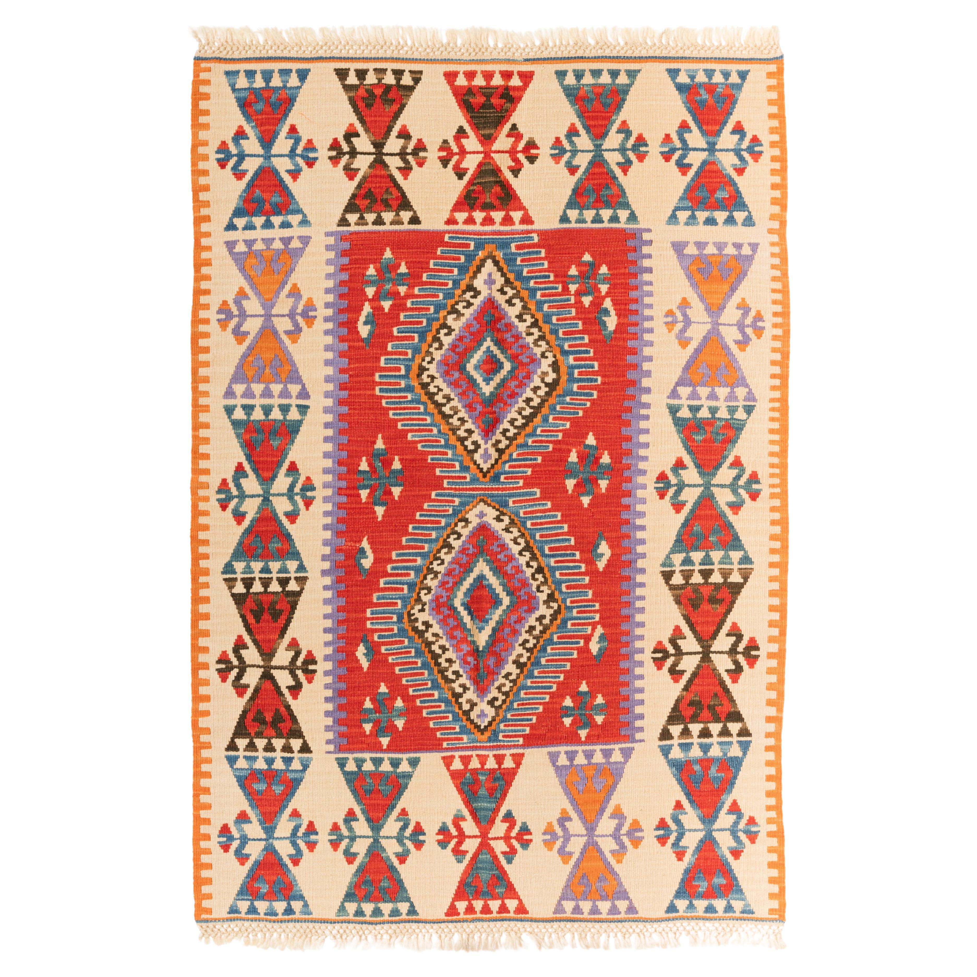 Alfombra de lana tejida a mano Kayseri Kilim Anatolia Central Alfombra turca Nueva y sin usar