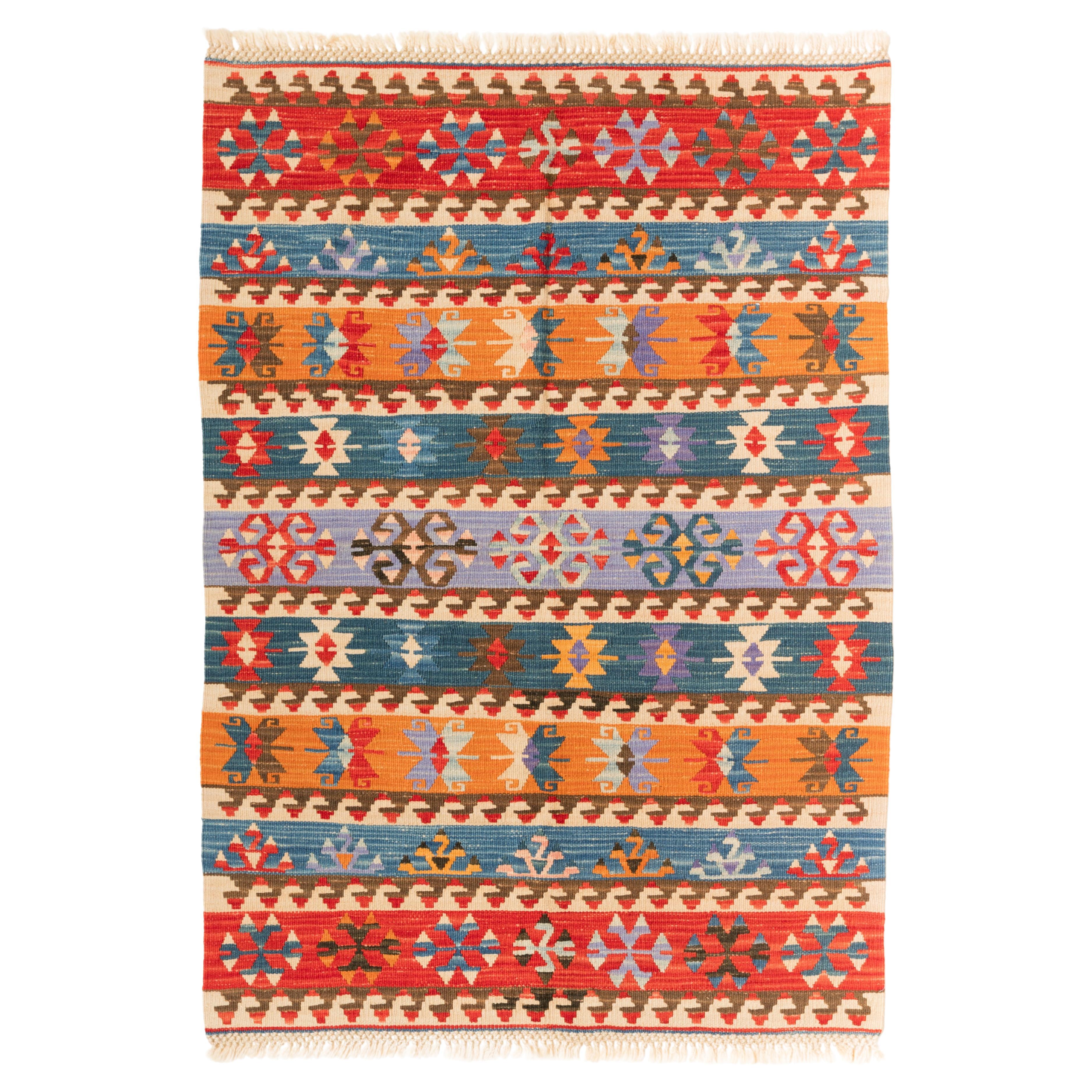 Alfombra de lana tejida a mano Kayseri Kilim Anatolia Central Alfombra turca Nueva y sin usar