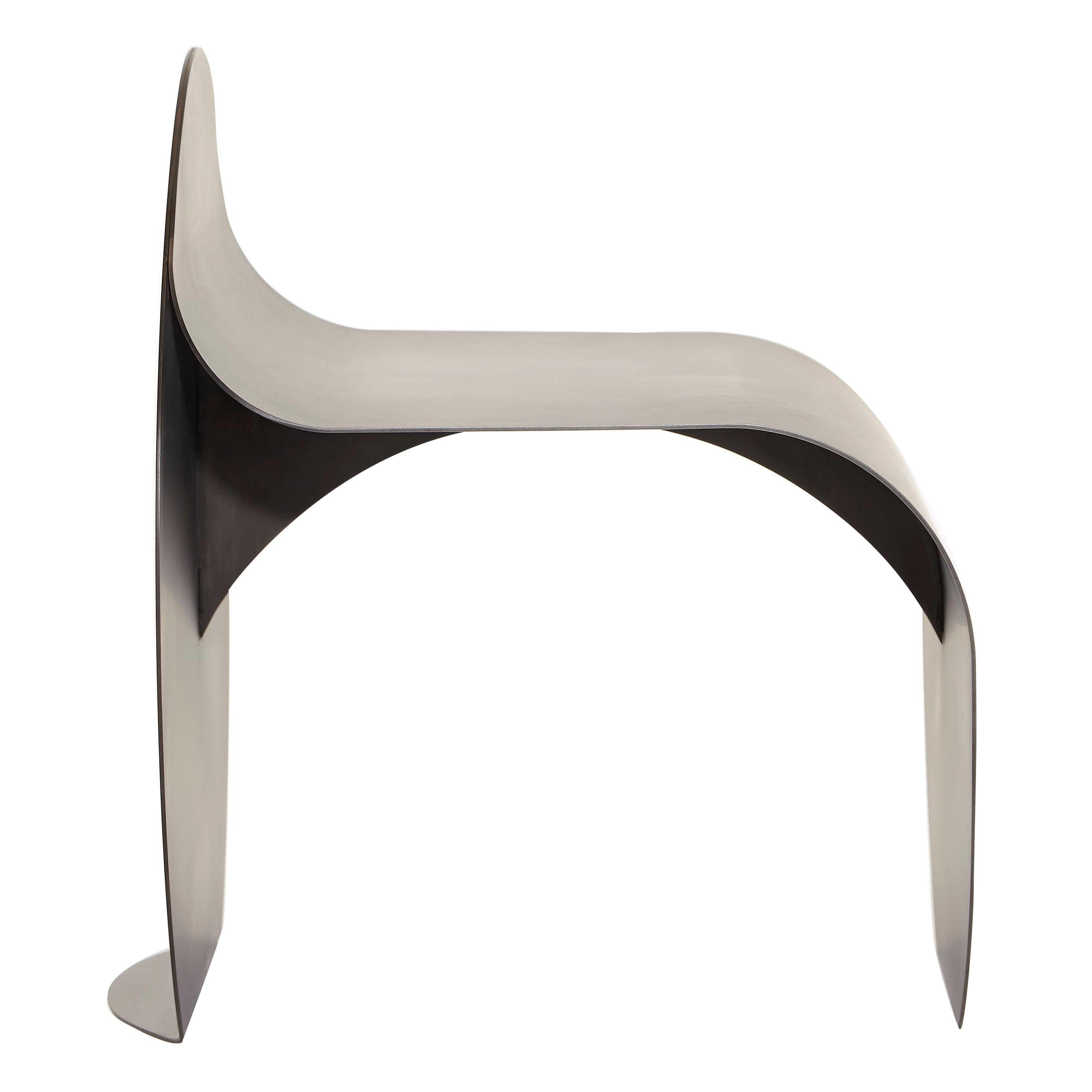 O Stool in Blackened Stainless Steel by Estudio Persona For Sale
