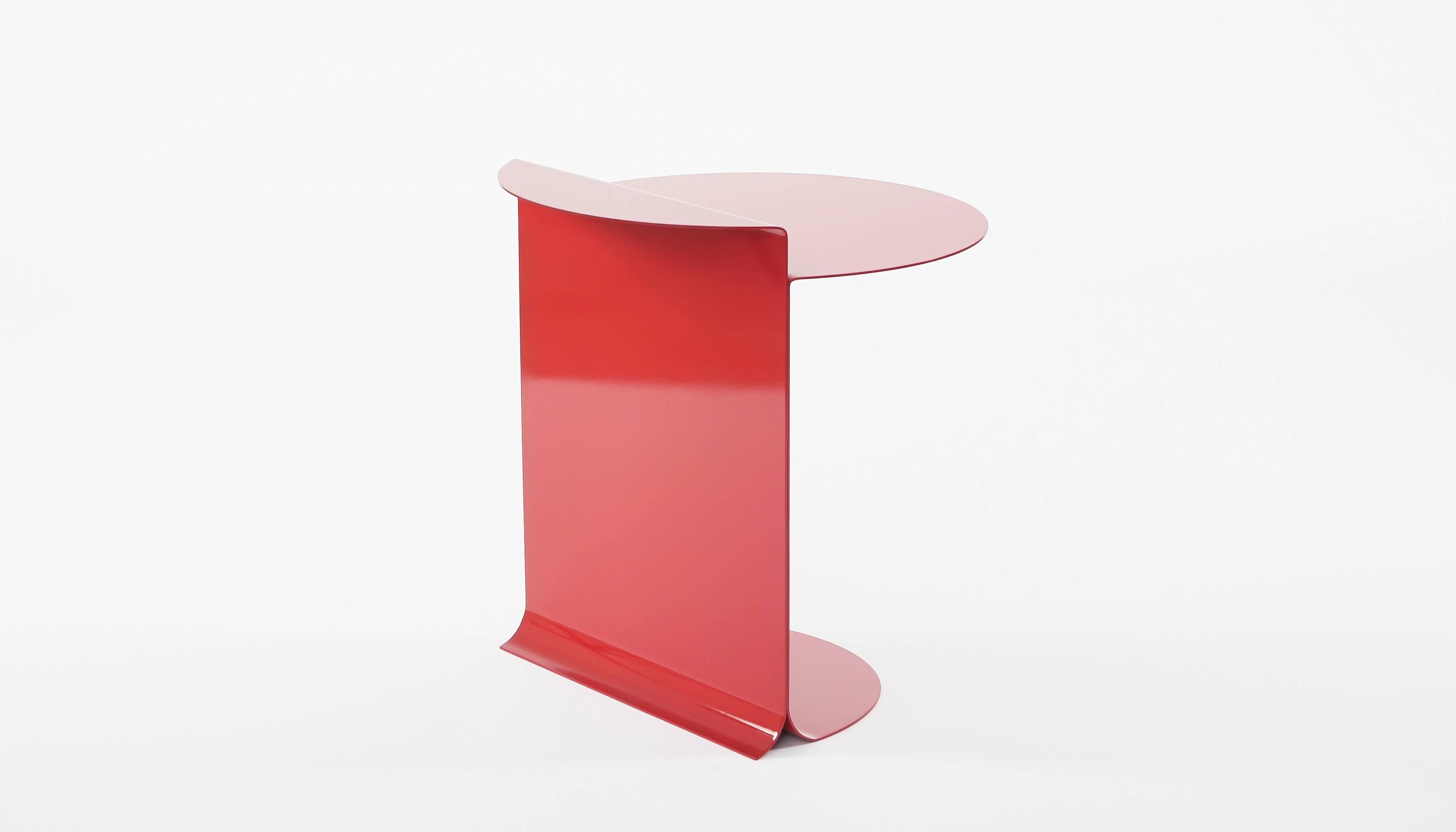 Modern O Table in Stainless Steel (Red) by Estudio Persona