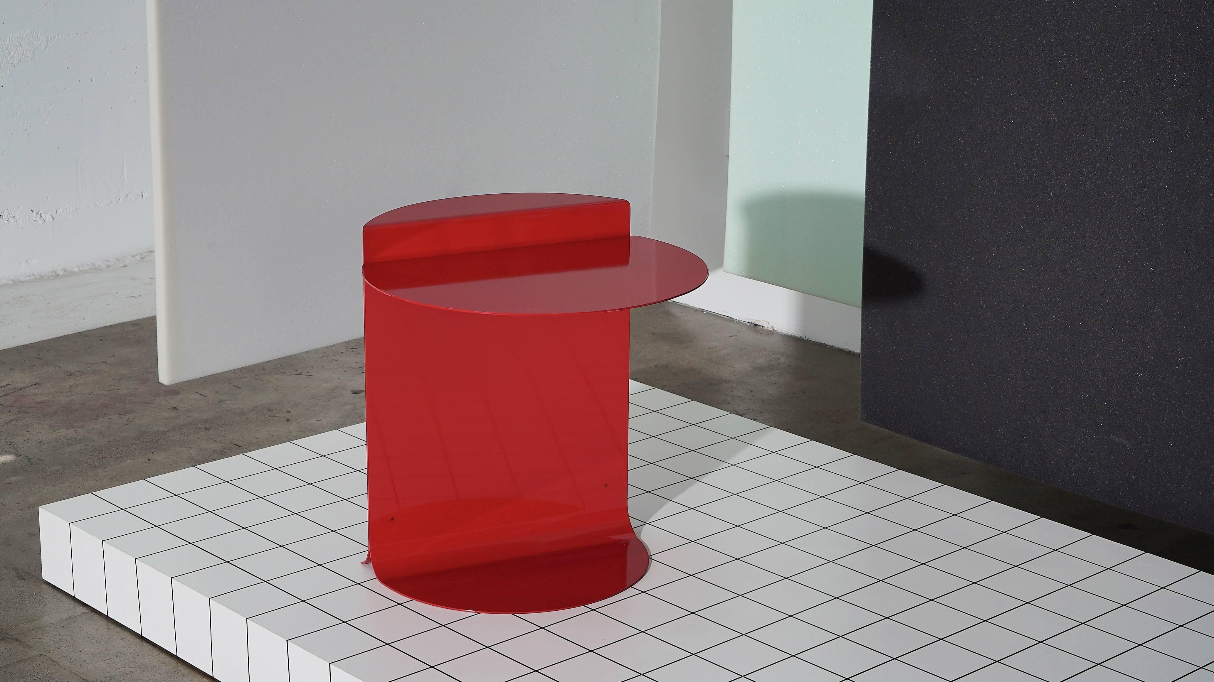 O Table in Stainless Steel (Red) by Estudio Persona 4