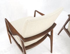 Nuove poltrone laterali in tweed d'avena con rivestimento in noce oliato stile Jens Risom MINT!