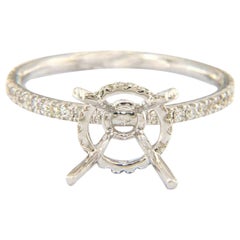 New Odelia 0.32ctw Diamond Straight Under Halo Semi Mount Ring in 18K White Gold