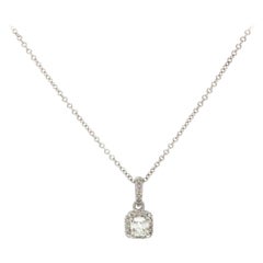 New Odelia 0.36ctw Princess Diamond Halo Frame Pendant Necklace in 18K