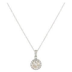 New Odelia 2.20ctw Round Diamond Halo Pendant Necklace in 18K White Gold