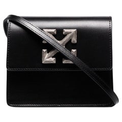 NEW Off-White Virgil Abloh Black 0.7 Jitney Arrow Logo Leather Crossbody Bag