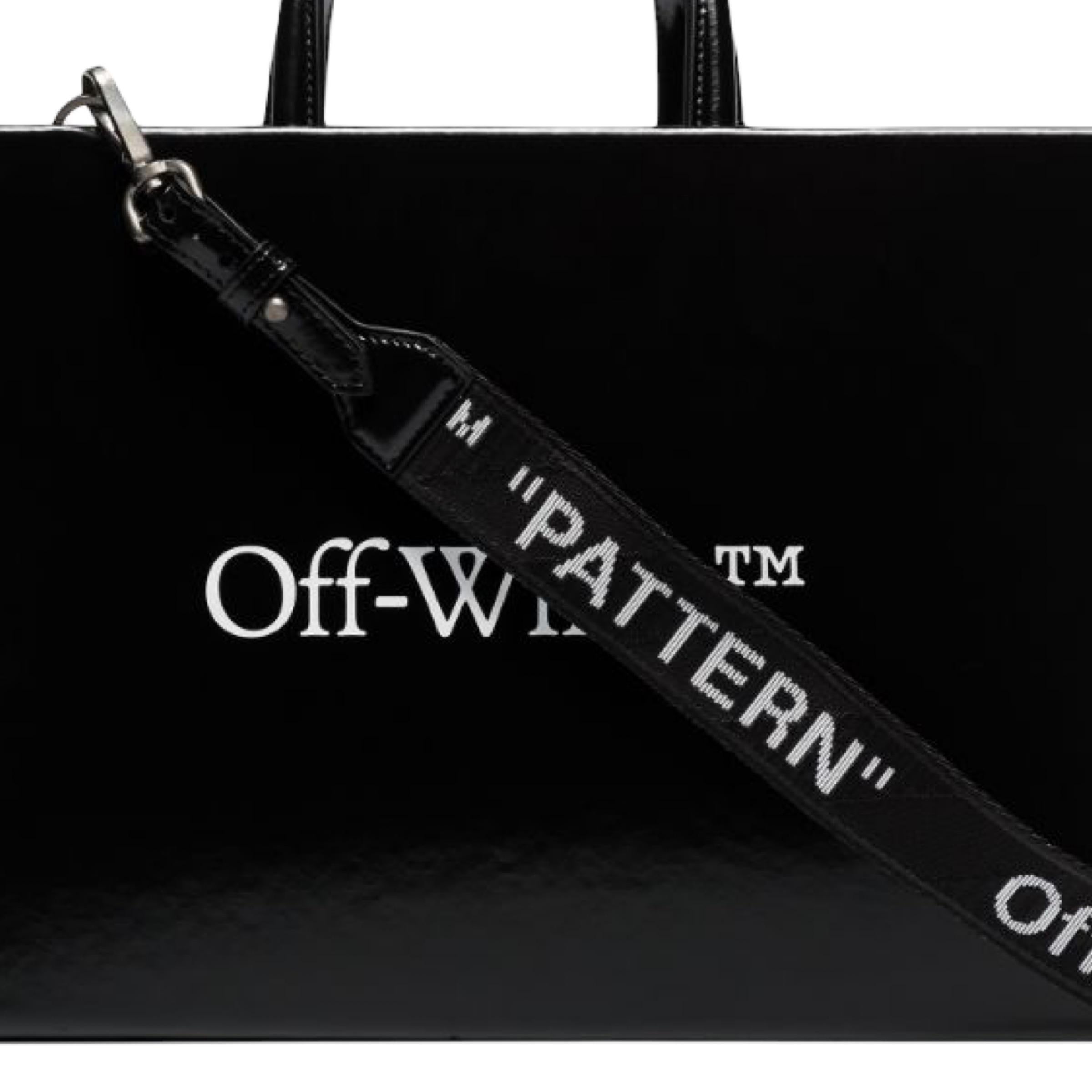 NEW Off-White Virgil Abloh Black Box Medium Trademark Logo Leather Crossbody Bag For Sale 4