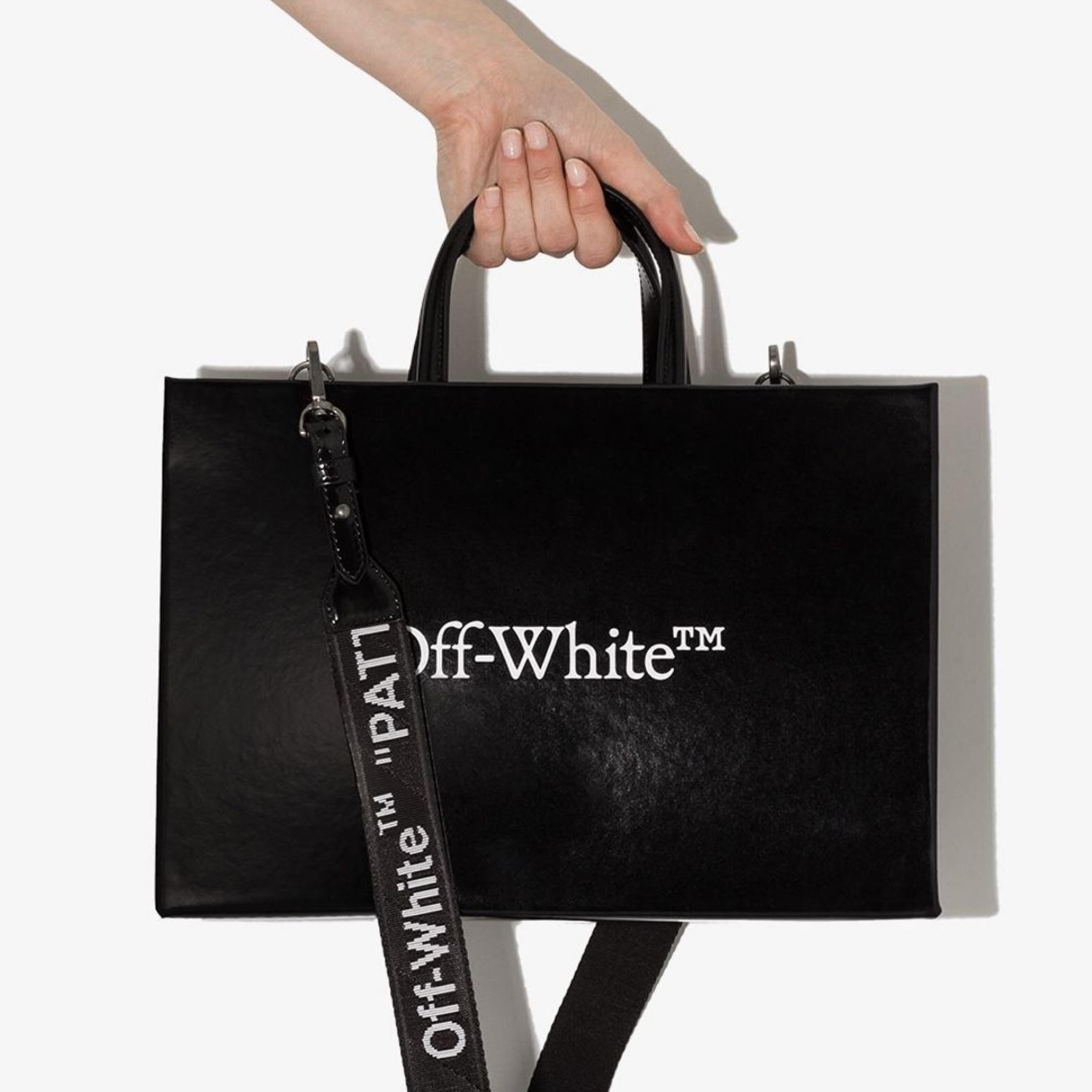 NEW Off-White Virgil Abloh Black Box Medium Trademark Logo Leather Crossbody Bag For Sale 6