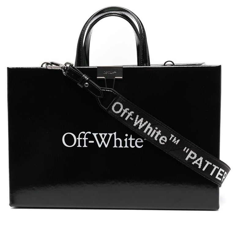 NEW Off-White Virgil Abloh Black Box Medium Trademark Logo Leather