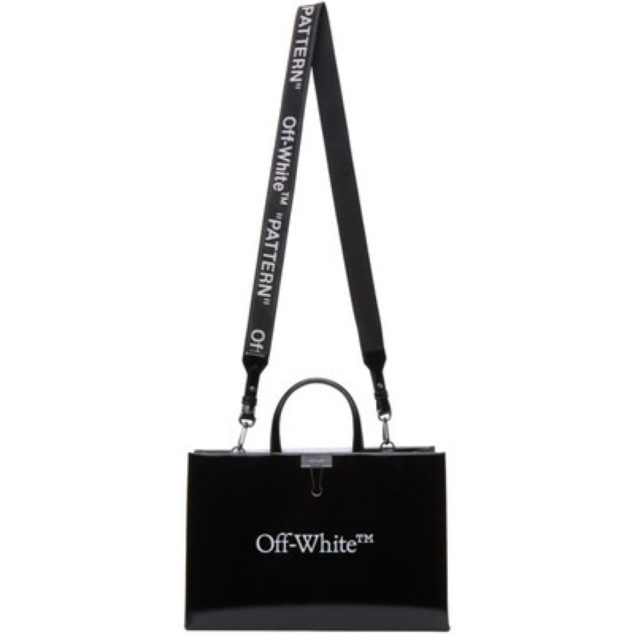 NEW Off-White Virgil Abloh Black Box Medium Trademark Logo Leather Crossbody Bag For Sale 1