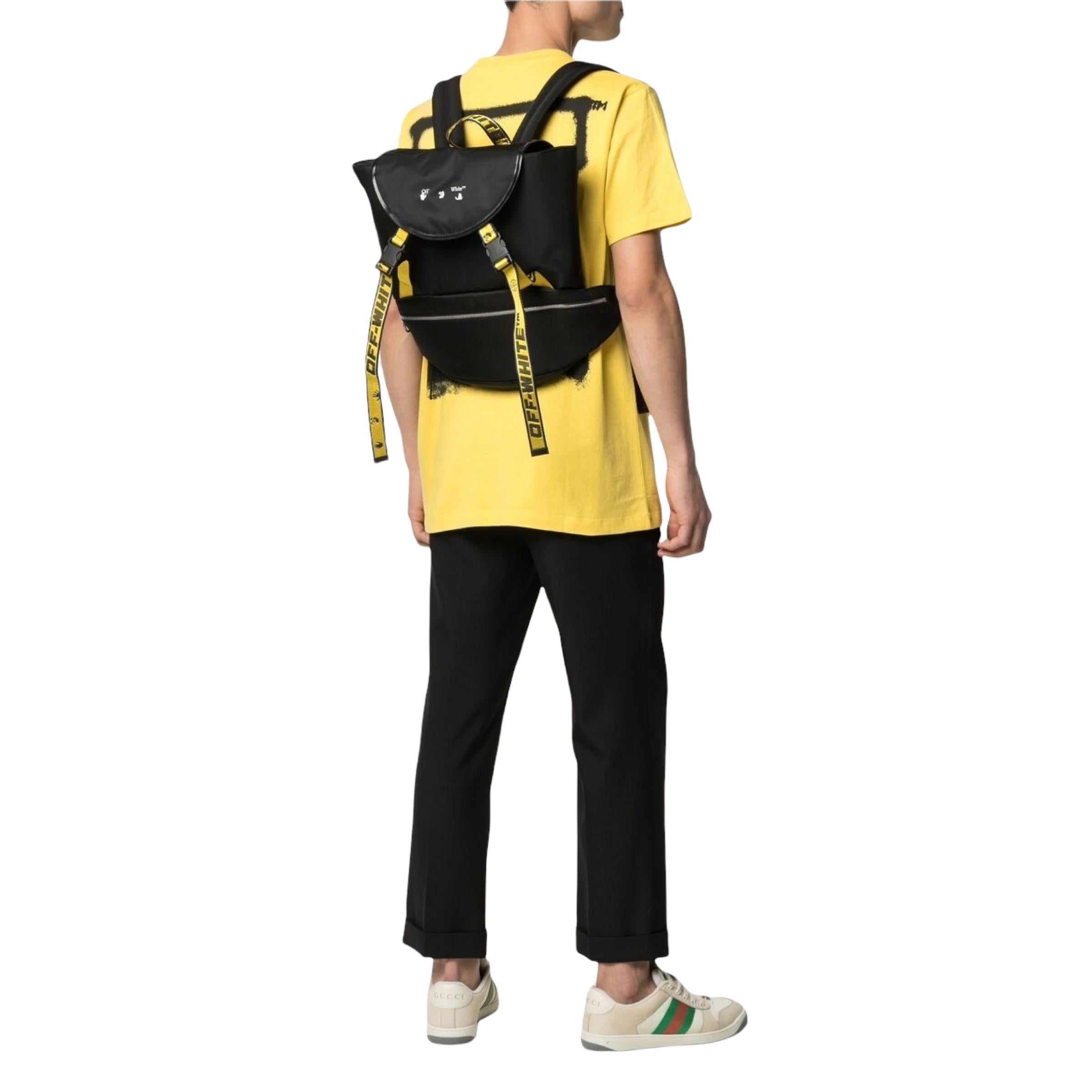 NEW Off-White Virgil Abloh Black Industrial Strap Nylon Backpack Rucksack Bag For Sale 4