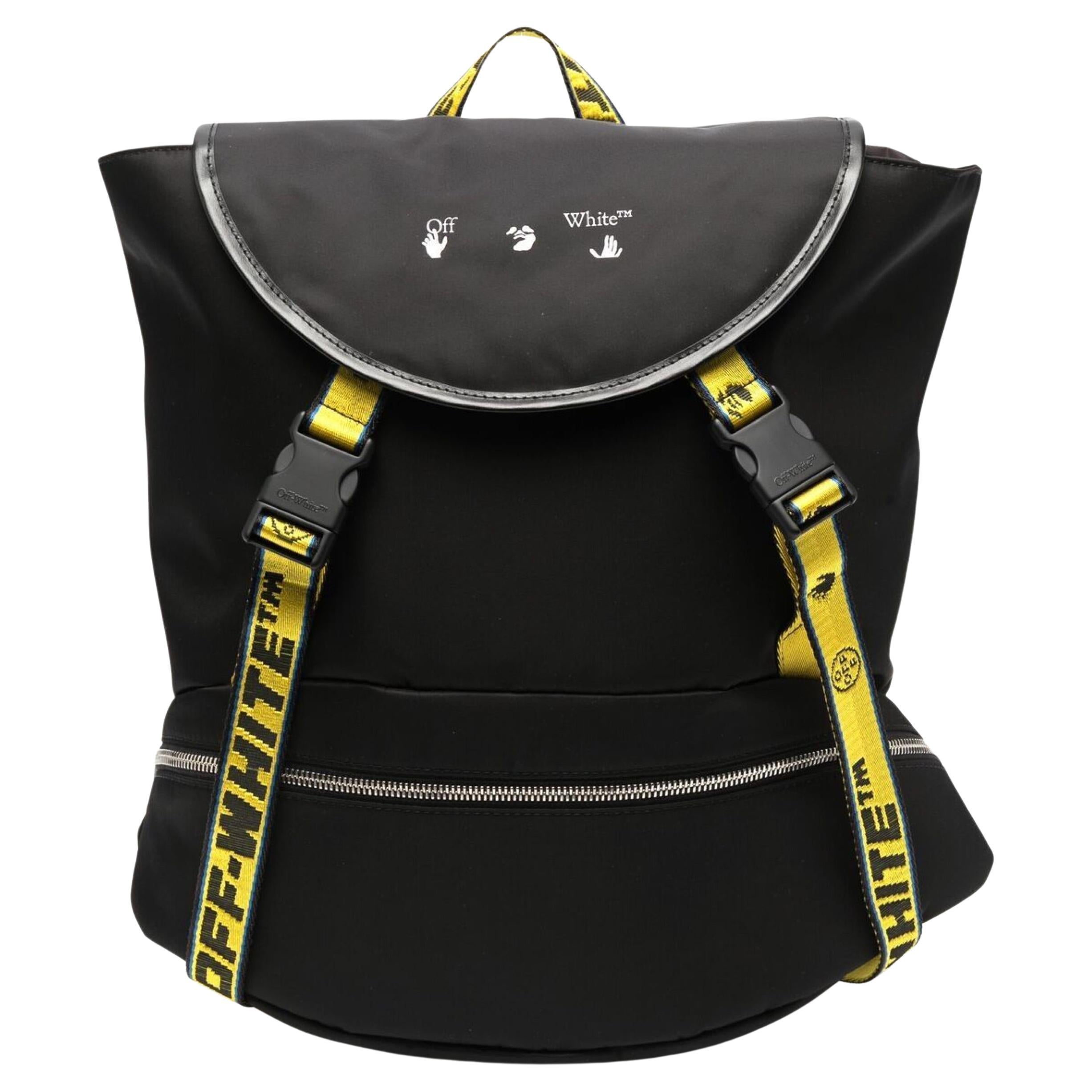 NEW Off-White Virgil Abloh Black Industrial Strap Nylon Backpack Rucksack Bag For Sale