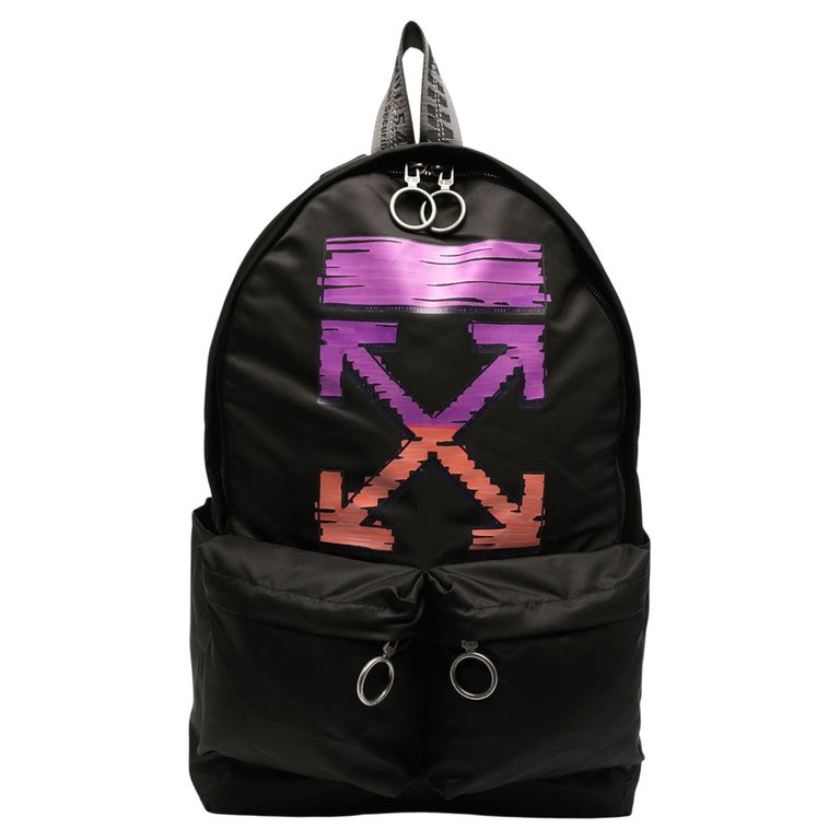 NEW Off-White Virgil Abloh Black Marker Arrow Logo Nylon Backpack Rucksack  Bag For Sale at 1stDibs