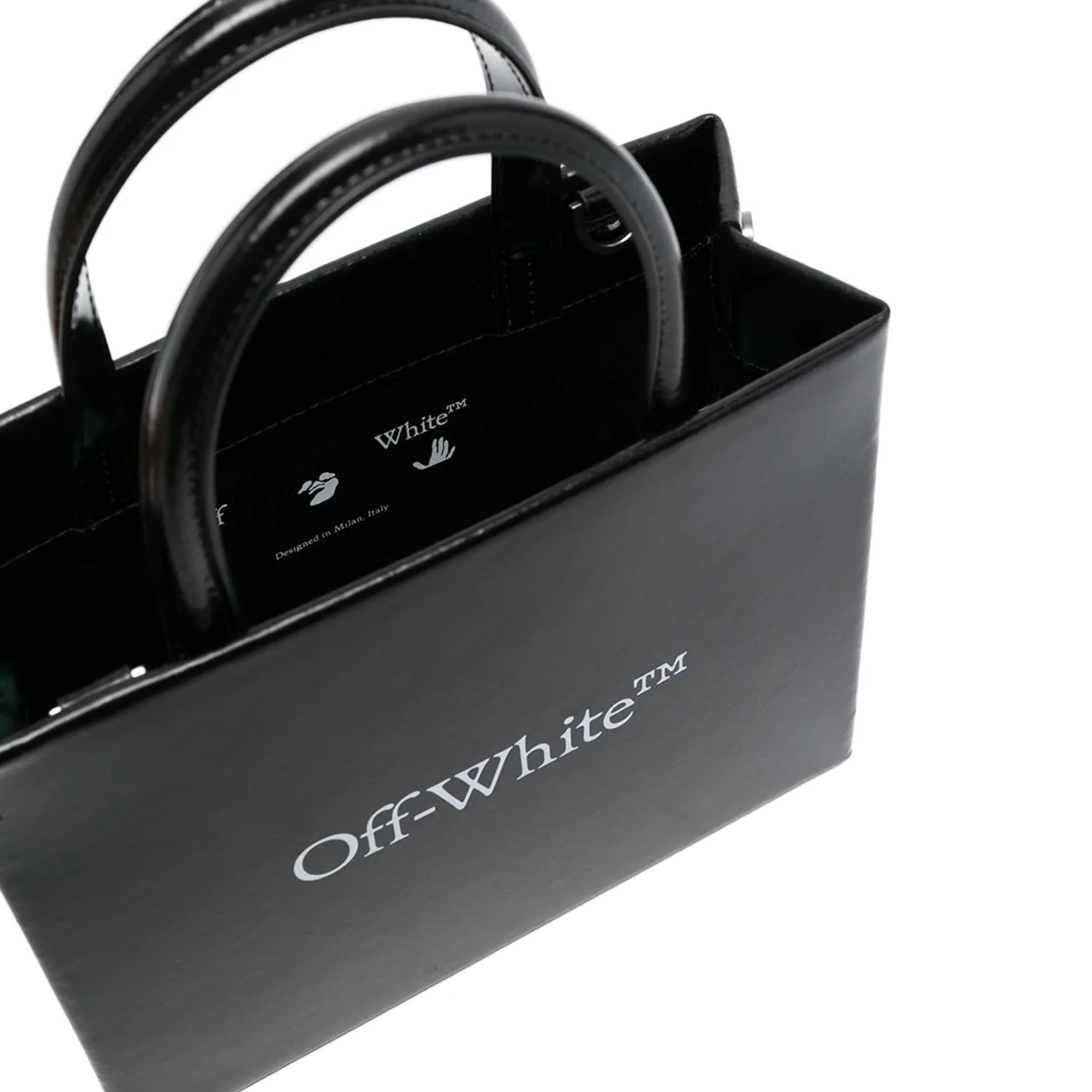 NEU Off-White Virgil Abloh Schwarze Crossbody-Umhängetasche aus Leder mit Mini-Logo im Angebot 6