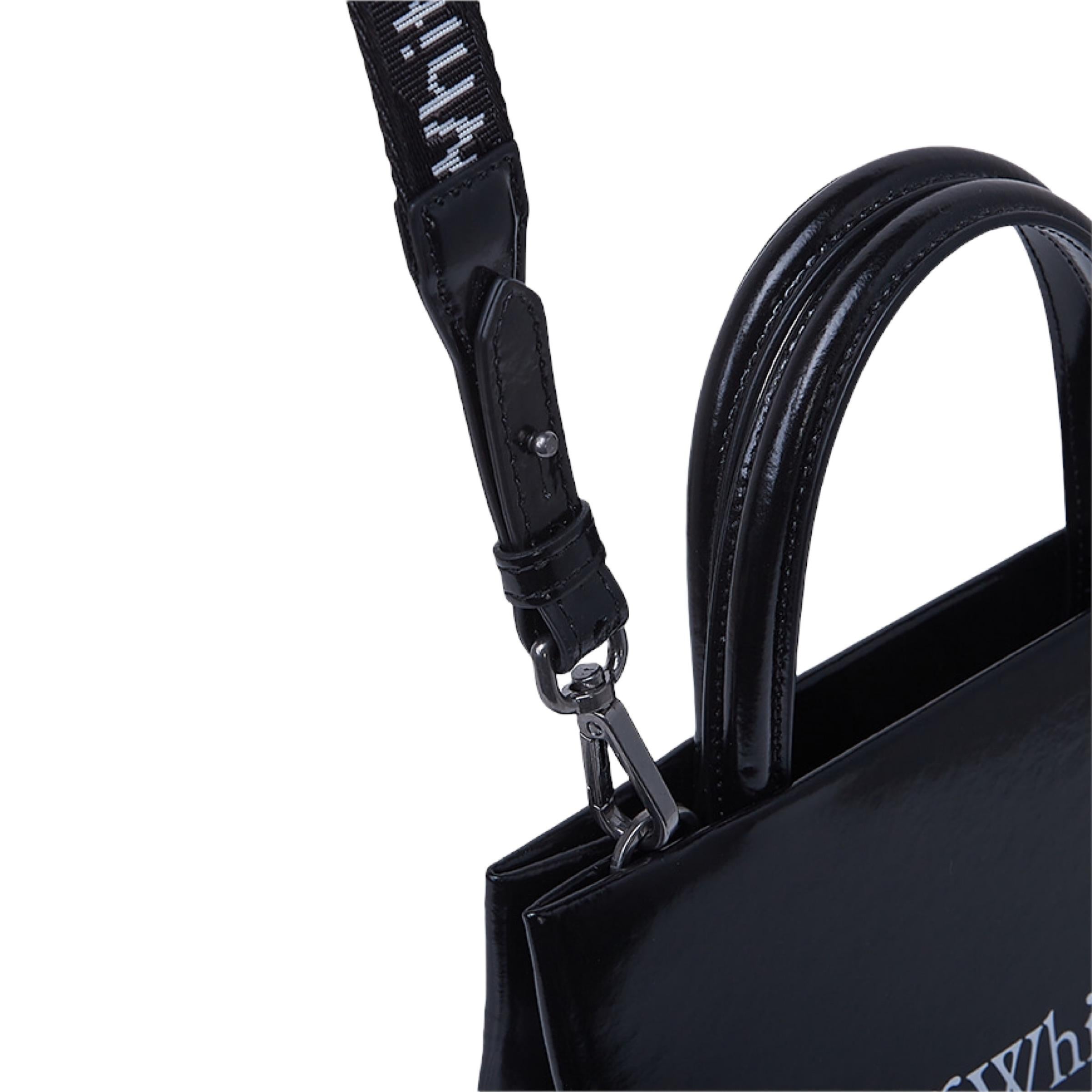 NEU Off-White Virgil Abloh Schwarze Crossbody-Umhängetasche aus Leder mit Mini-Logo im Angebot 7