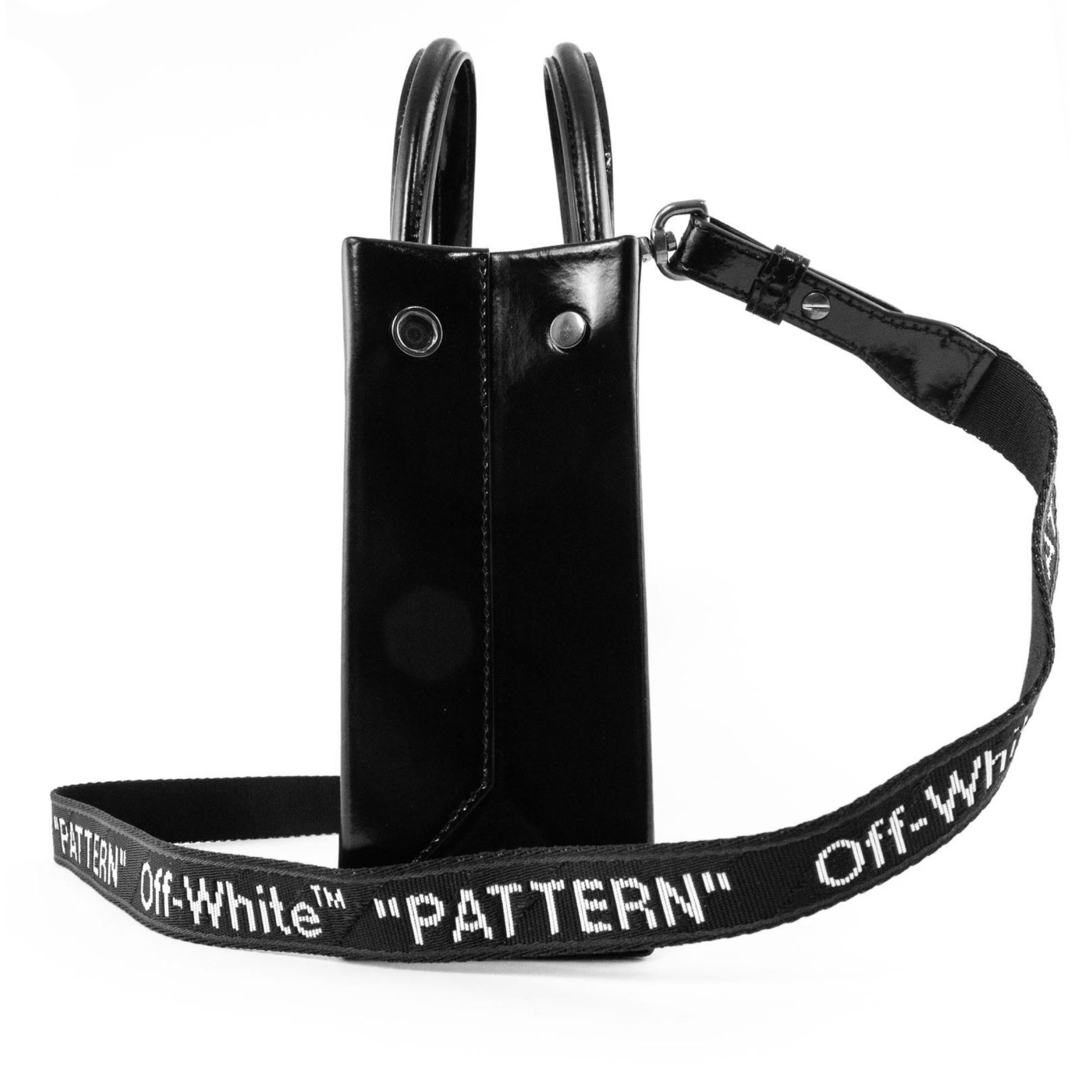 NEU Off-White Virgil Abloh Schwarze Crossbody-Umhängetasche aus Leder mit Mini-Logo Damen im Angebot