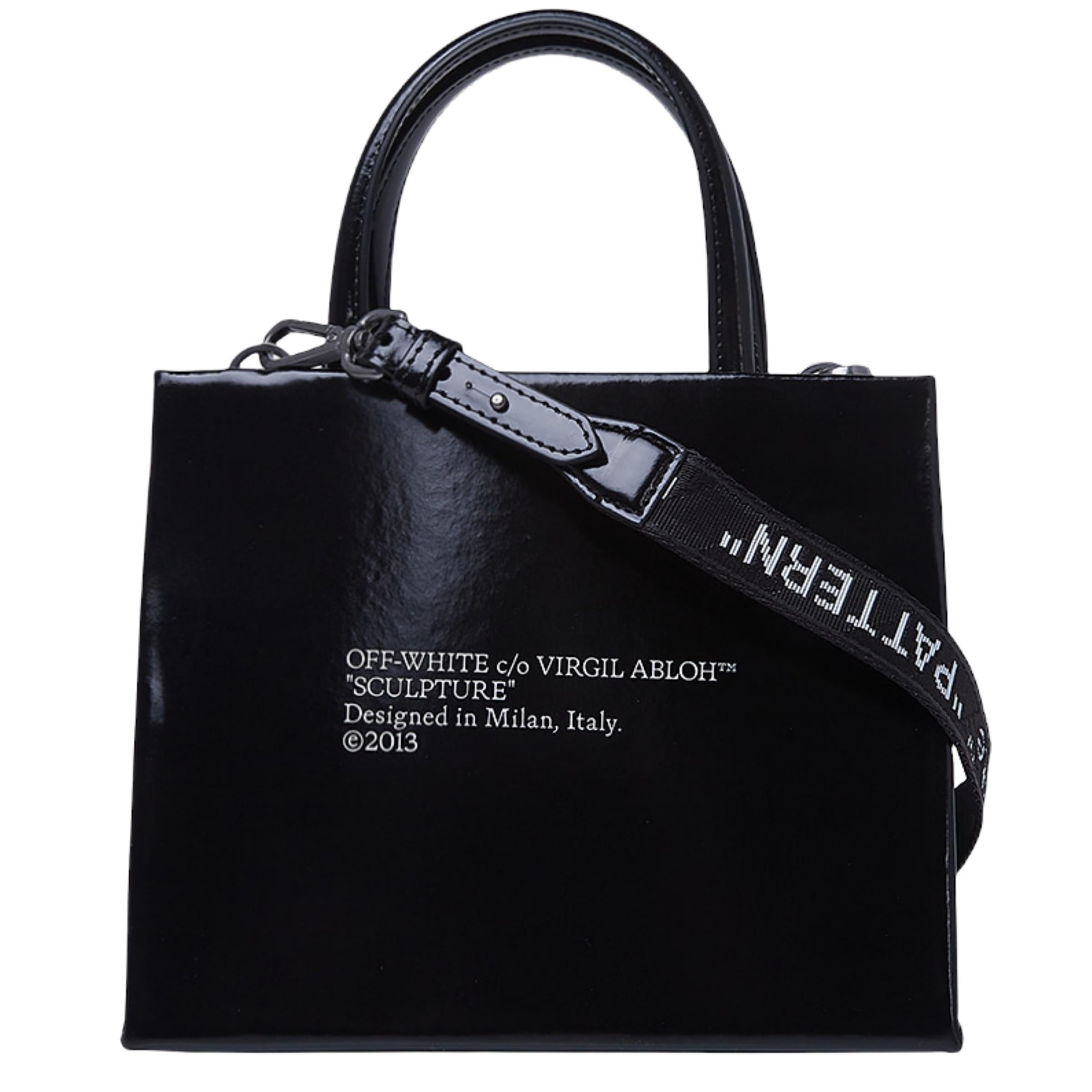 NEU Off-White Virgil Abloh Schwarze Crossbody-Umhängetasche aus Leder mit Mini-Logo im Angebot 1
