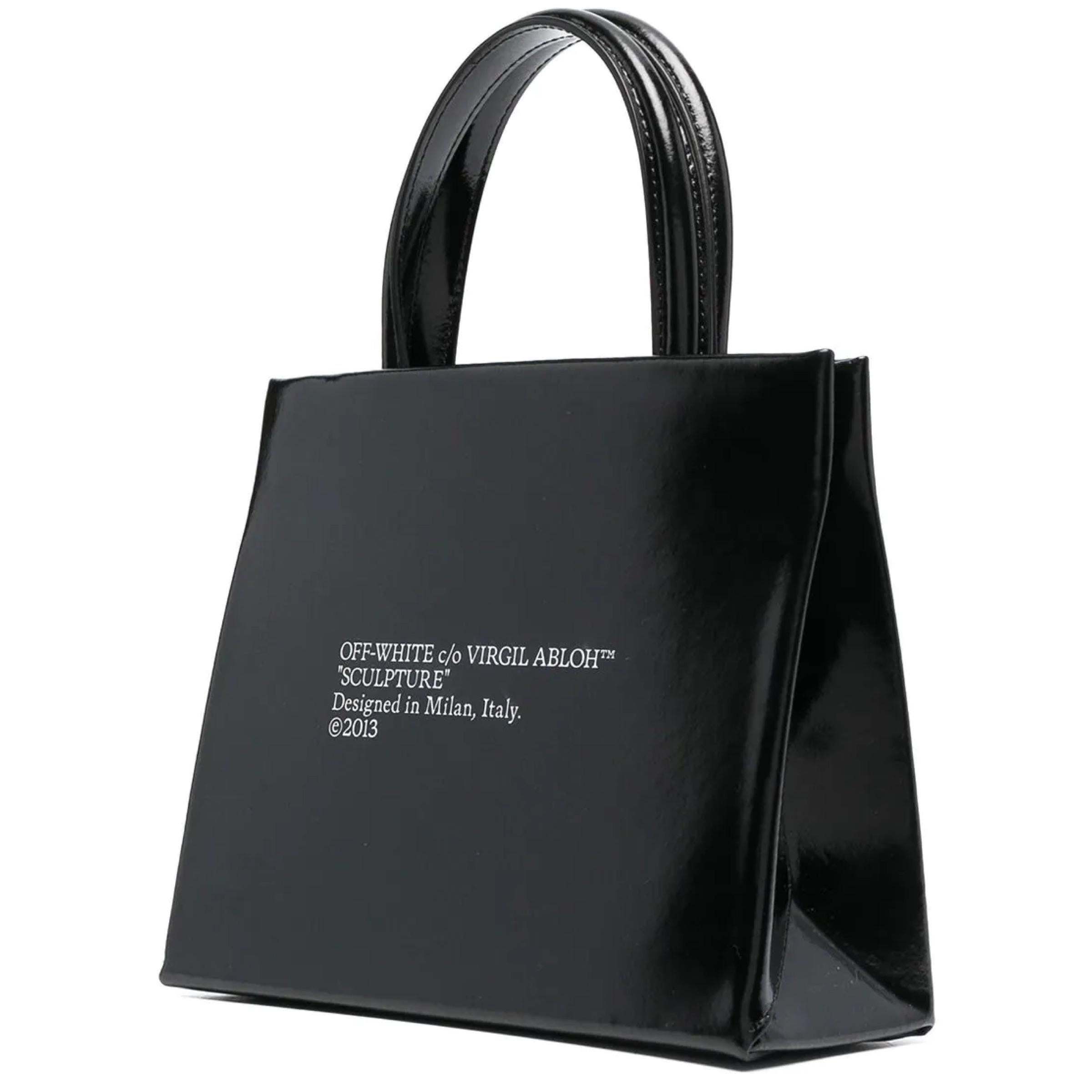 NEU Off-White Virgil Abloh Schwarze Crossbody-Umhängetasche aus Leder mit Mini-Logo im Angebot 2