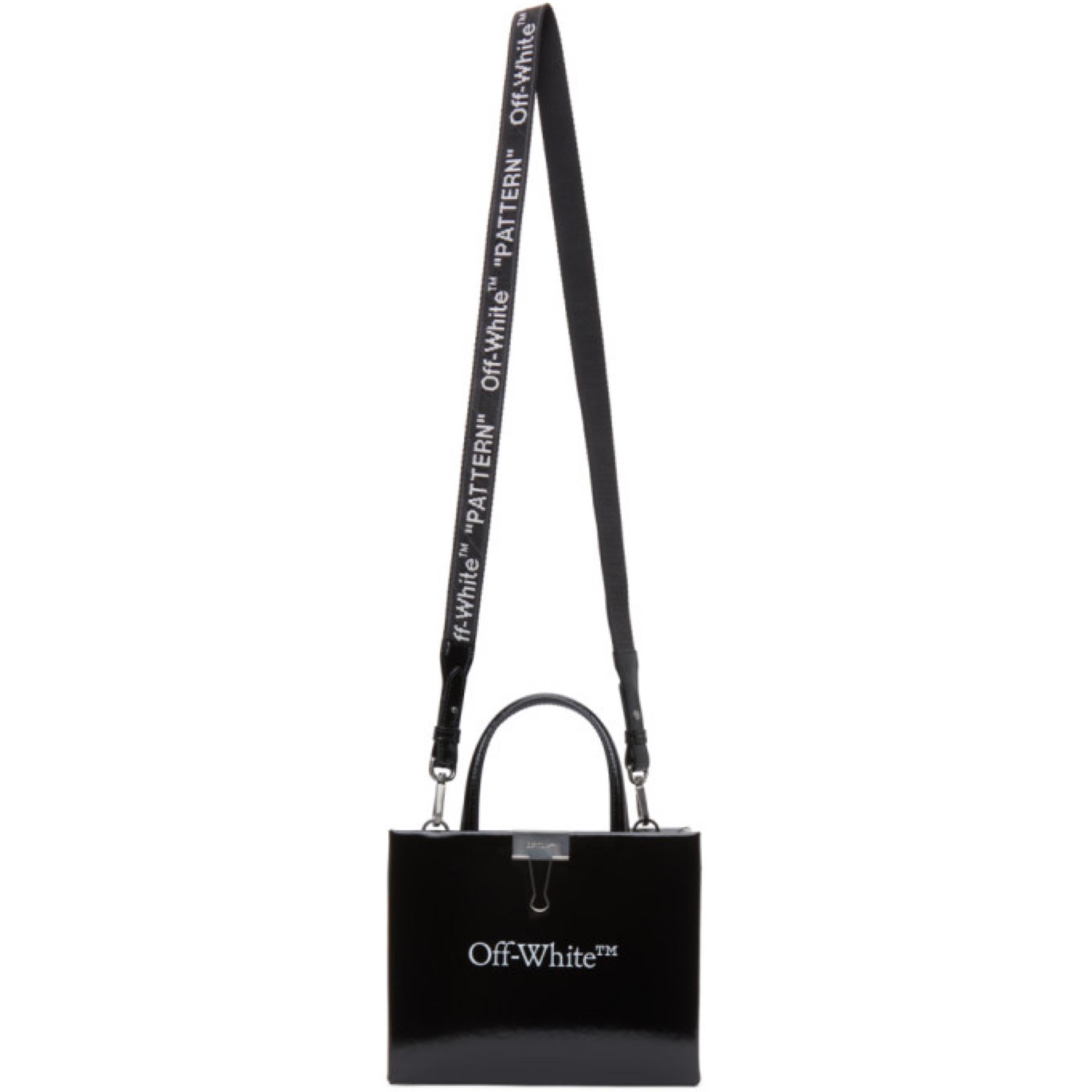 NEU Off-White Virgil Abloh Schwarze Crossbody-Umhängetasche aus Leder mit Mini-Logo im Angebot 3
