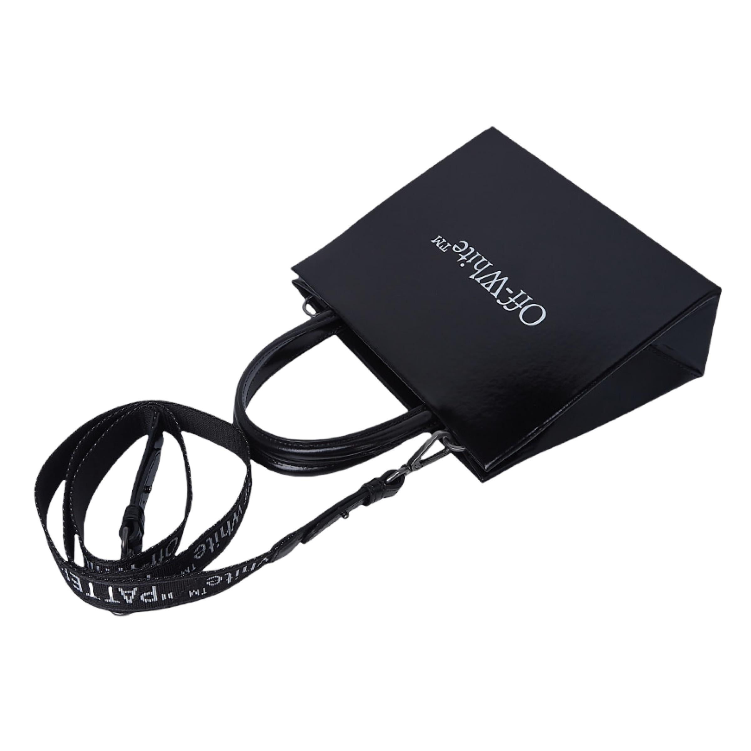 NEU Off-White Virgil Abloh Schwarze Crossbody-Umhängetasche aus Leder mit Mini-Logo im Angebot 4