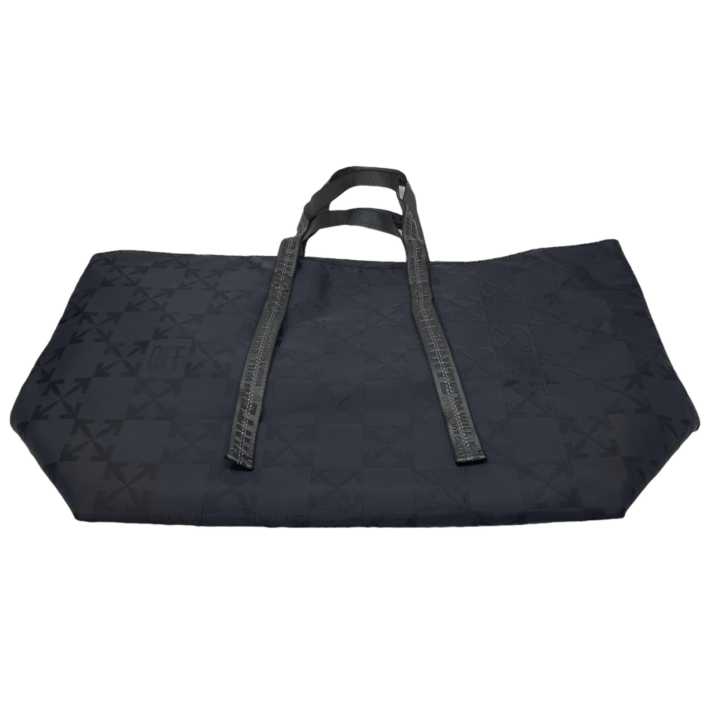 NEU Off-White Virgil Abloh Schwarz Monogramm besticktes Logo Nylon Tote Bag im Angebot 6
