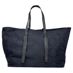 NEU Off-White Virgil Abloh Schwarz Monogramm besticktes Logo Nylon Tote Bag