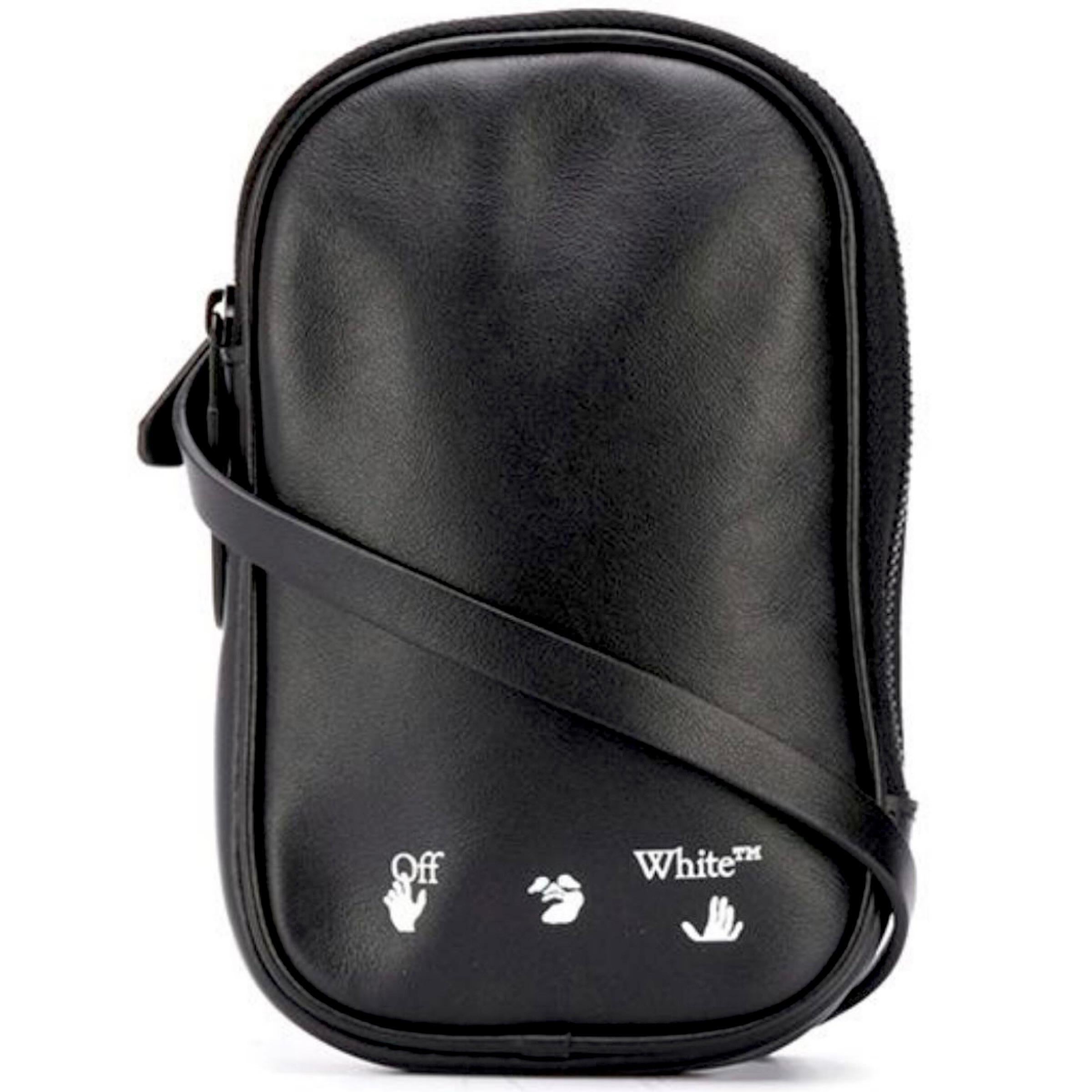 NEU Off-White Virgil Abloh Schwarz bedruckte Logo Crossbody-Tasche aus Leder mit Reißverschluss im Zustand „Neu“ im Angebot in San Marcos, CA