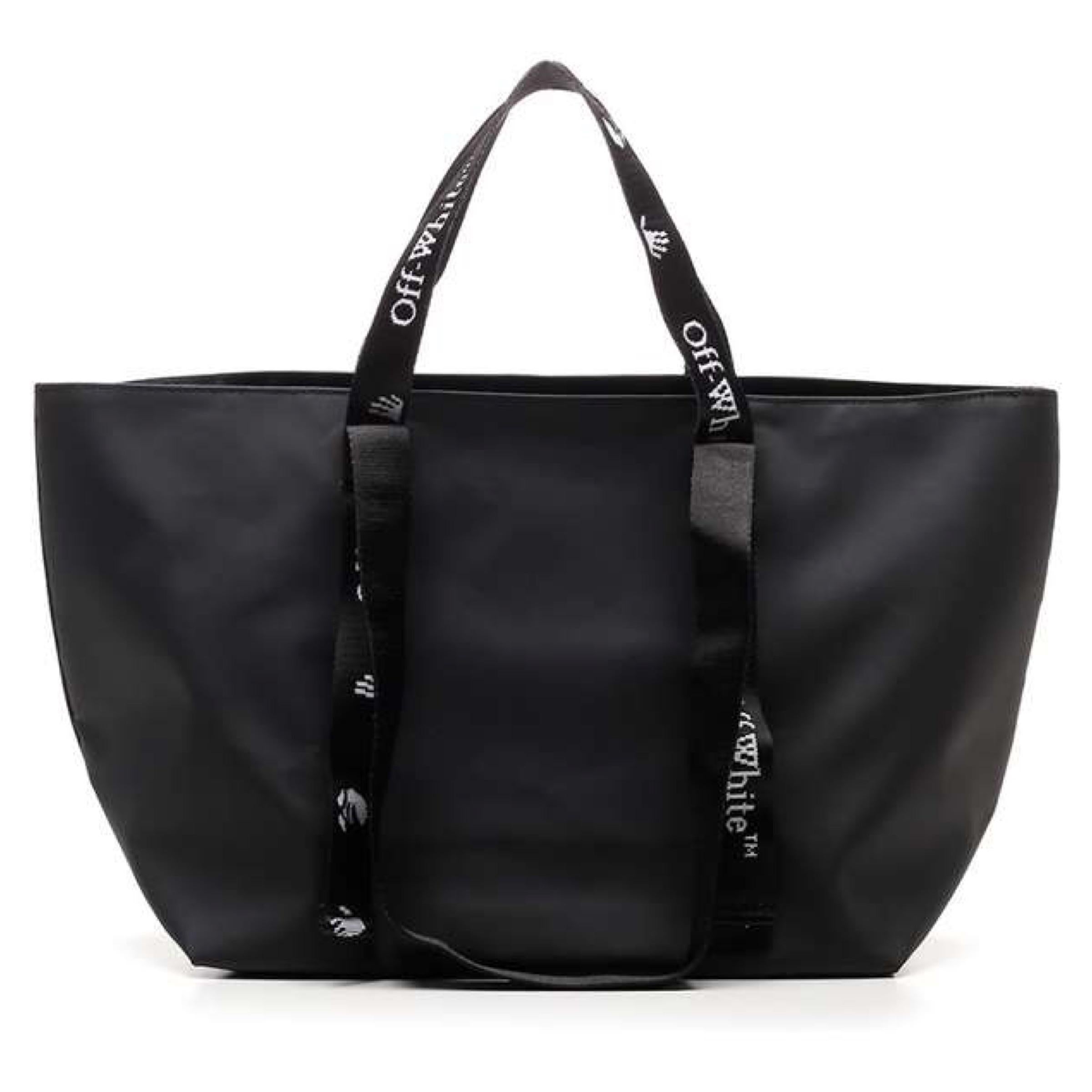 NEU Off-White Virgil Abloh Schwarze bedruckte Skulptur Pfeil Logo Tragetasche im Zustand „Neu“ im Angebot in San Marcos, CA