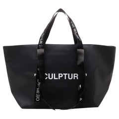 NEU Off-White Virgil Abloh Schwarze bedruckte Skulptur Pfeil Logo Tragetasche