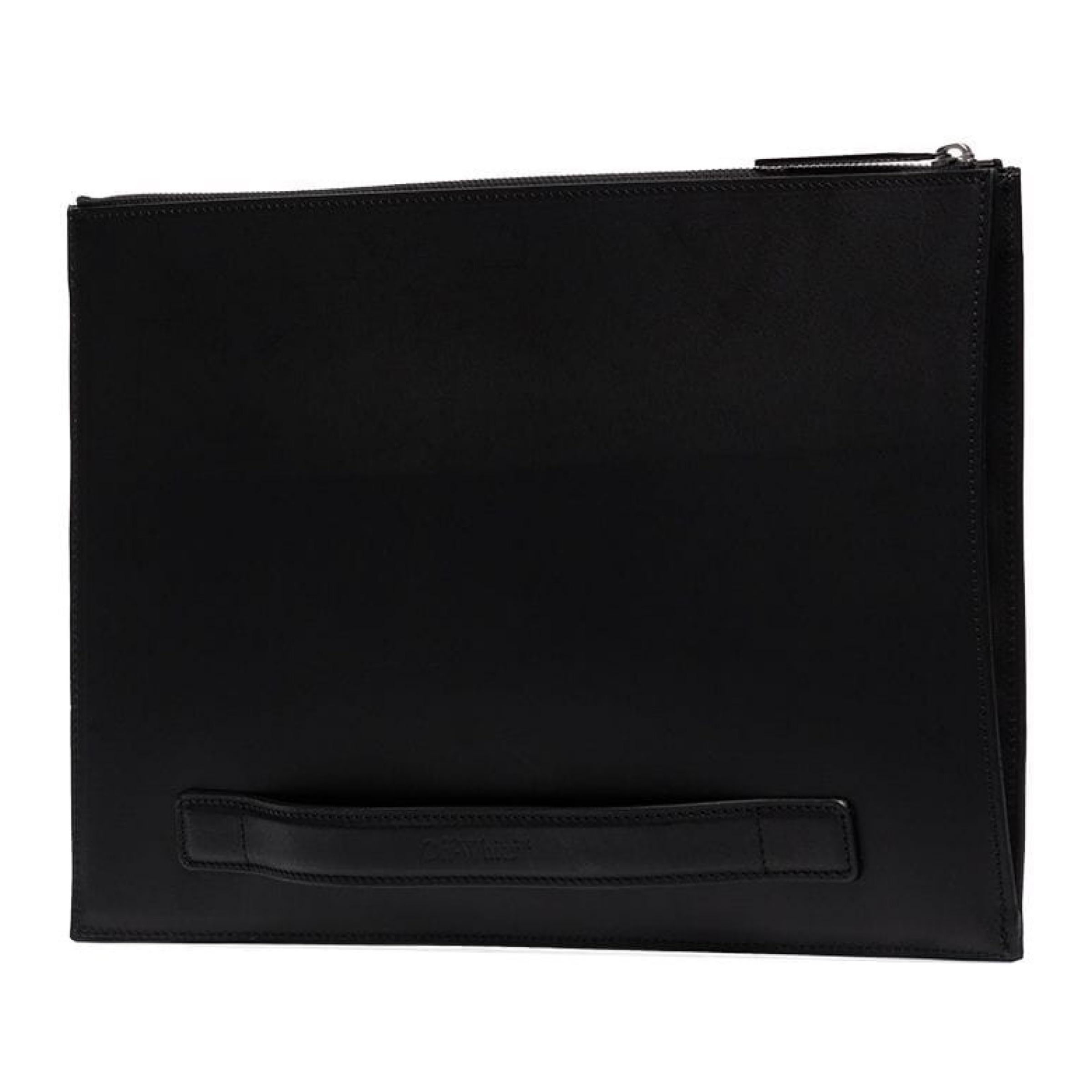 Black NEW Off-White Virgil Abloh Diagonal Stripes Leather Clutch Bag For Sale