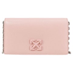 NEW Off-White Virgil Abloh Pink 0.5 Jitney Arrow Logo Leather Crossbody Bag