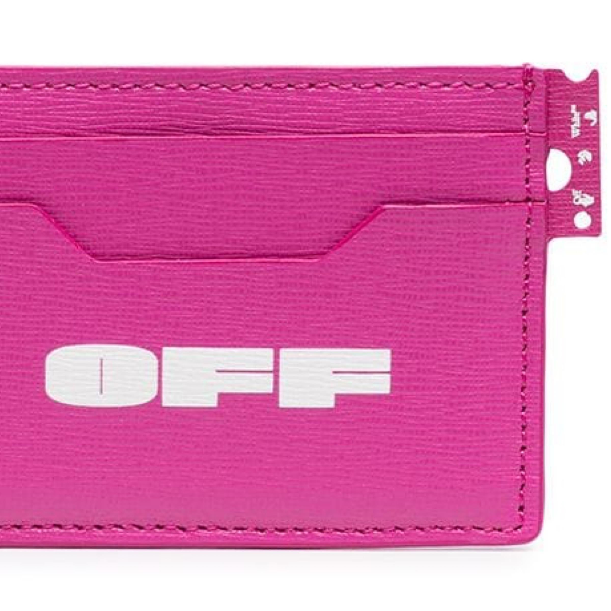 NEW Off-White Virgil Abloh Pink OFF Logo Leather Card Holder For Sale 1
