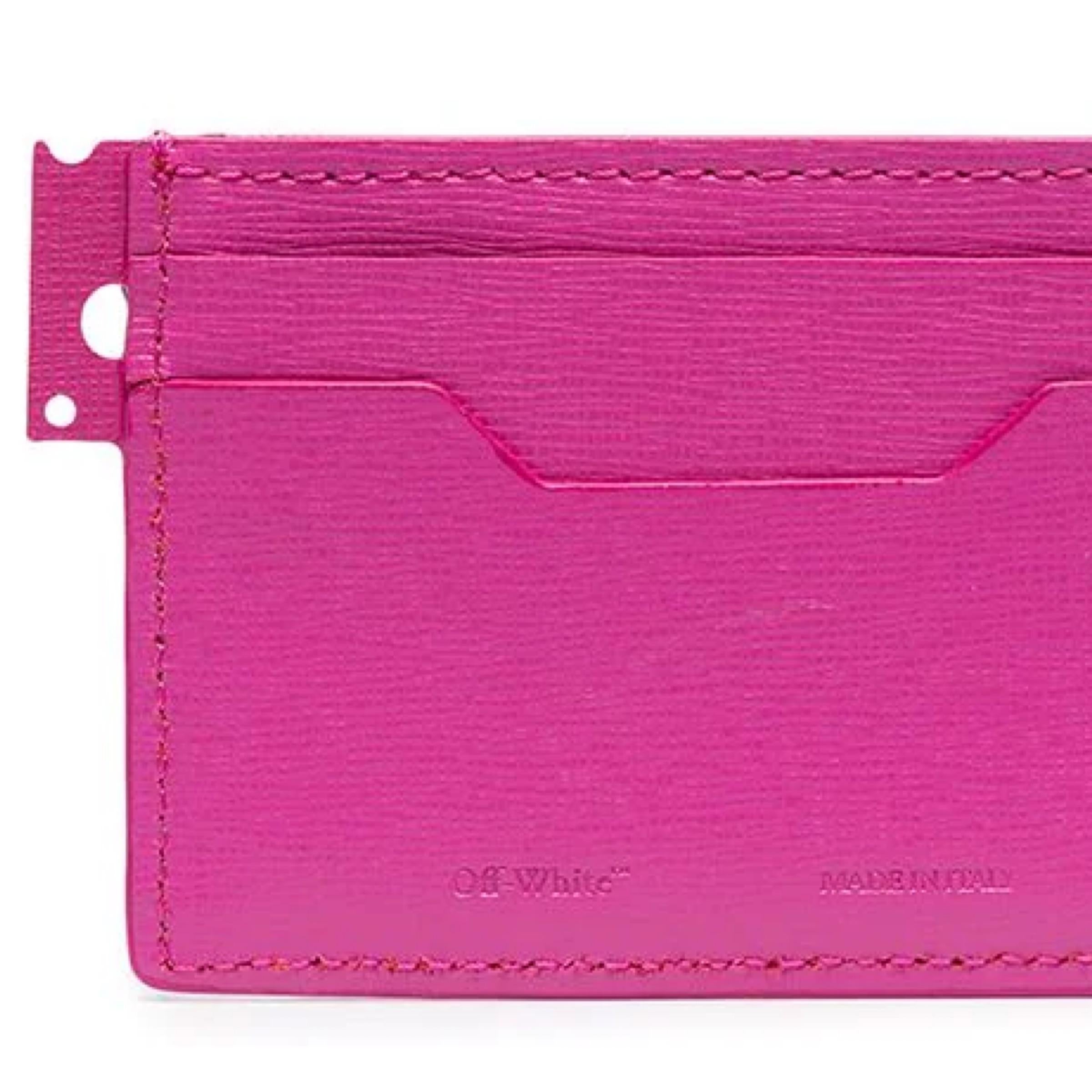 NEW Off-White Virgil Abloh Pink OFF Logo Leather Card Holder For Sale 2
